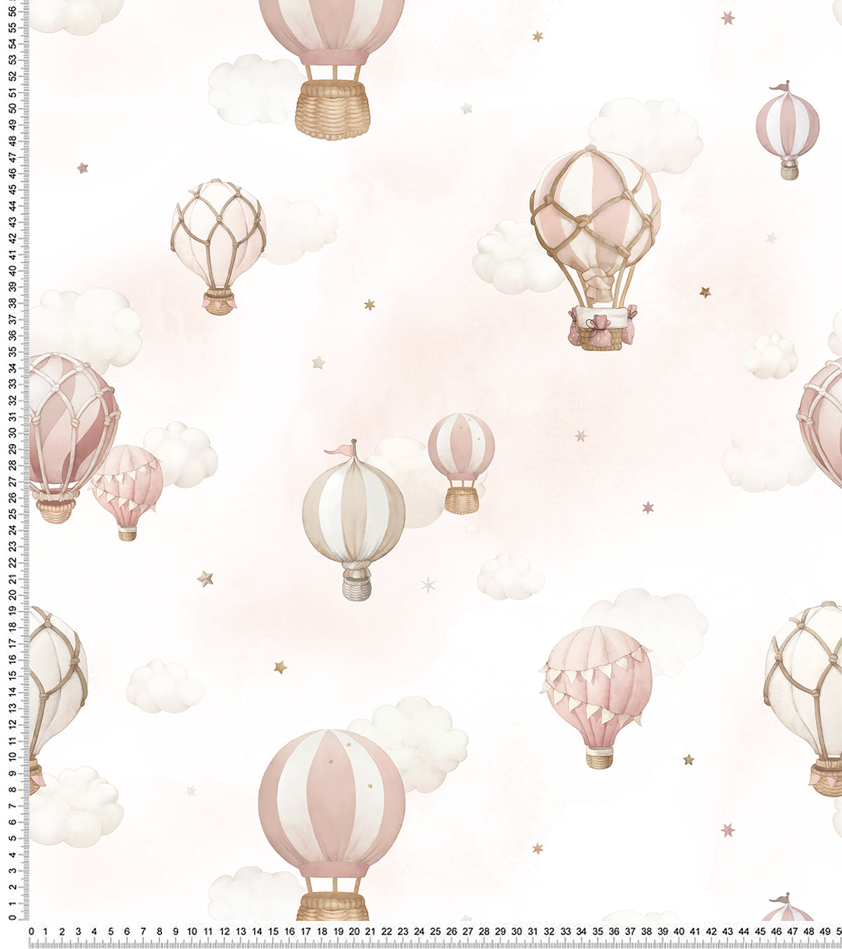 Selene - Children's Wallpaper - Pink Hot-air Balloons