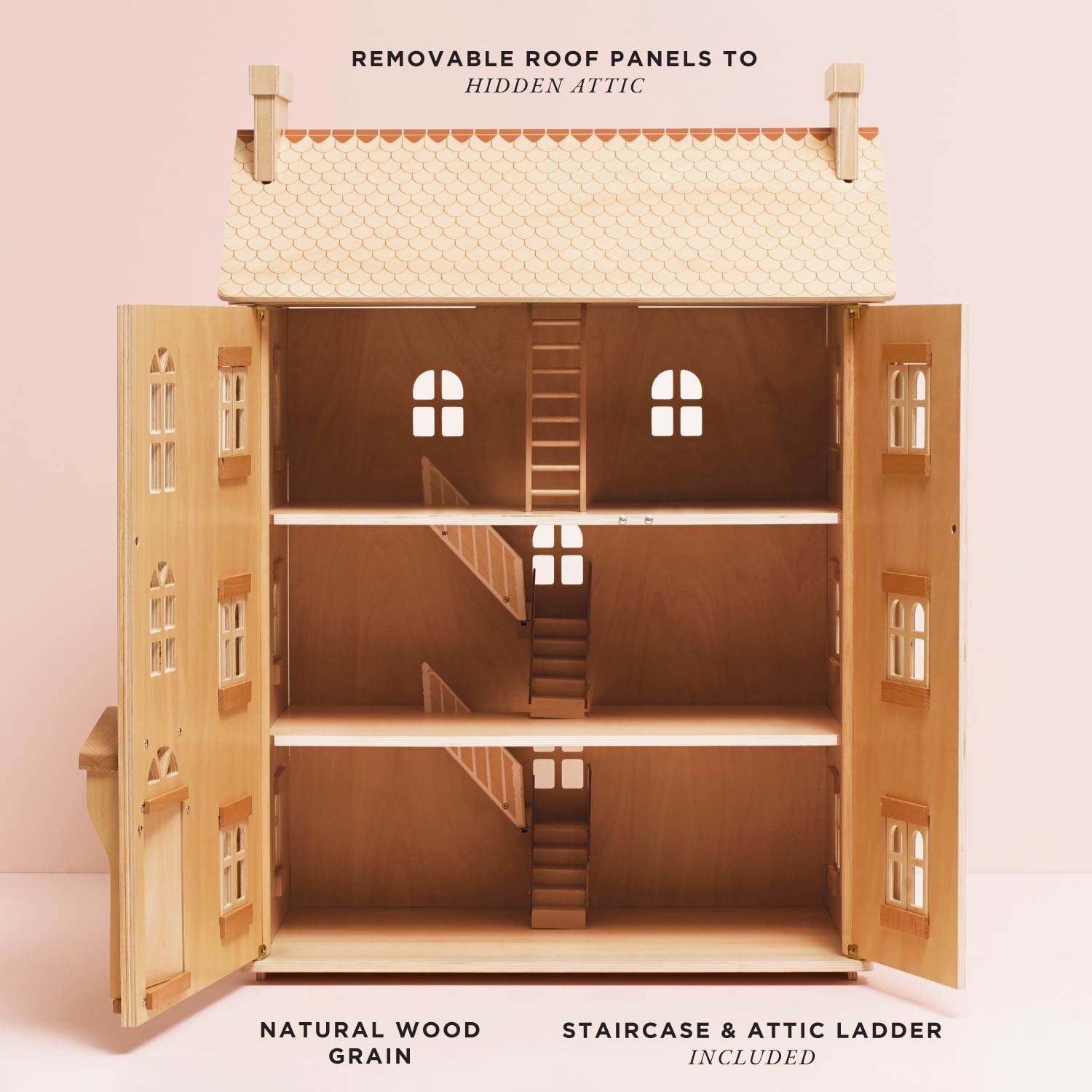 The Grand Natural Wood Doll House