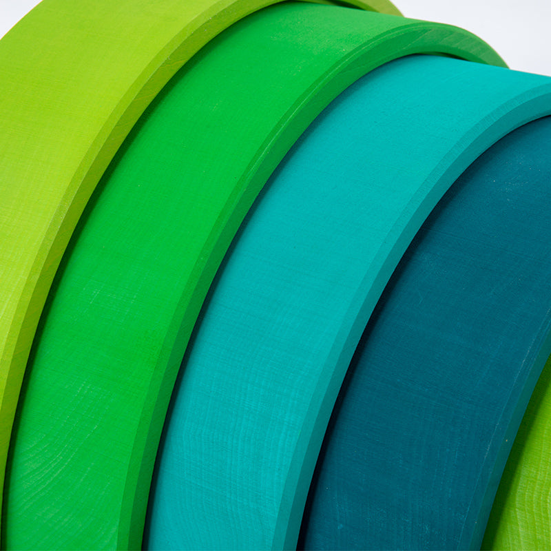 12 Pcs Stained Large Basswood Rainbow Stacking Blocks Meadow Green