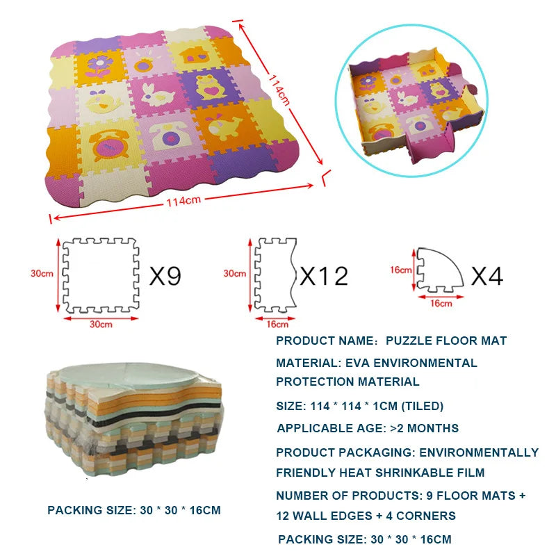 25-pcs Set Modular Play Mat 2 In 1 Puzzle Multivariant