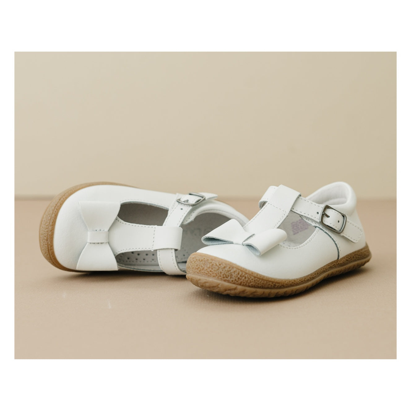 Emma Classic White Bow T-strap Mary Jane