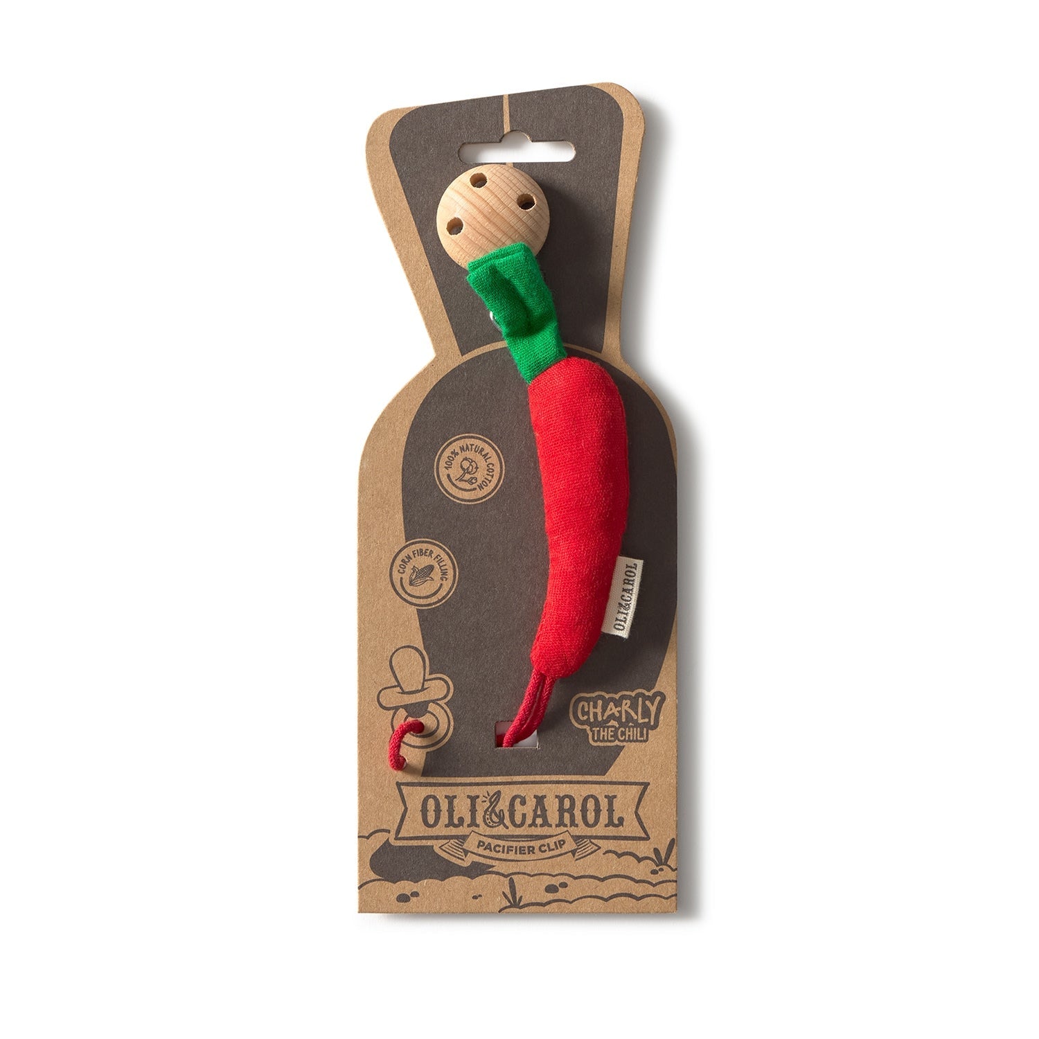 Charly the Chili Pacifier Clip