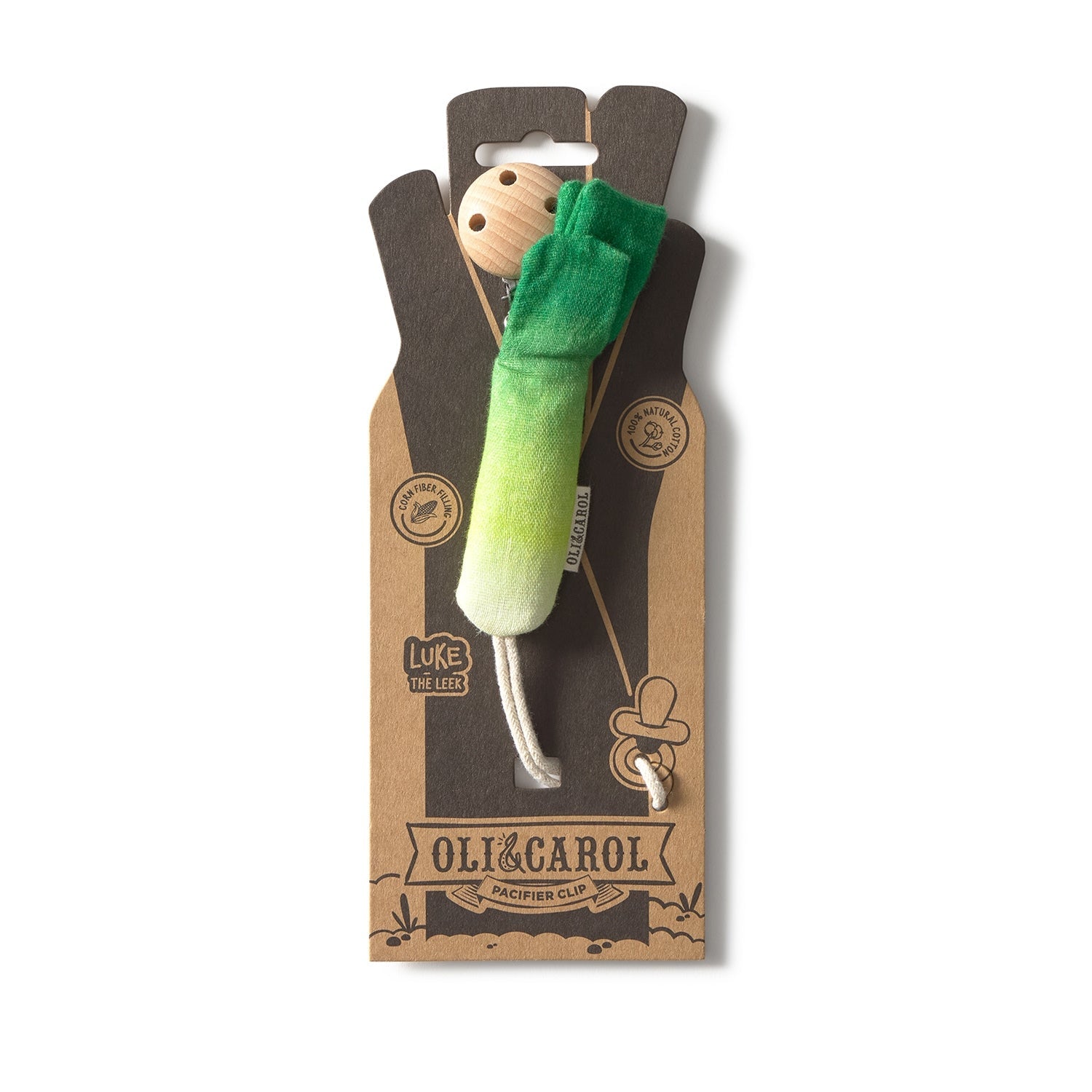 Luke the Leek Pacifier Clip