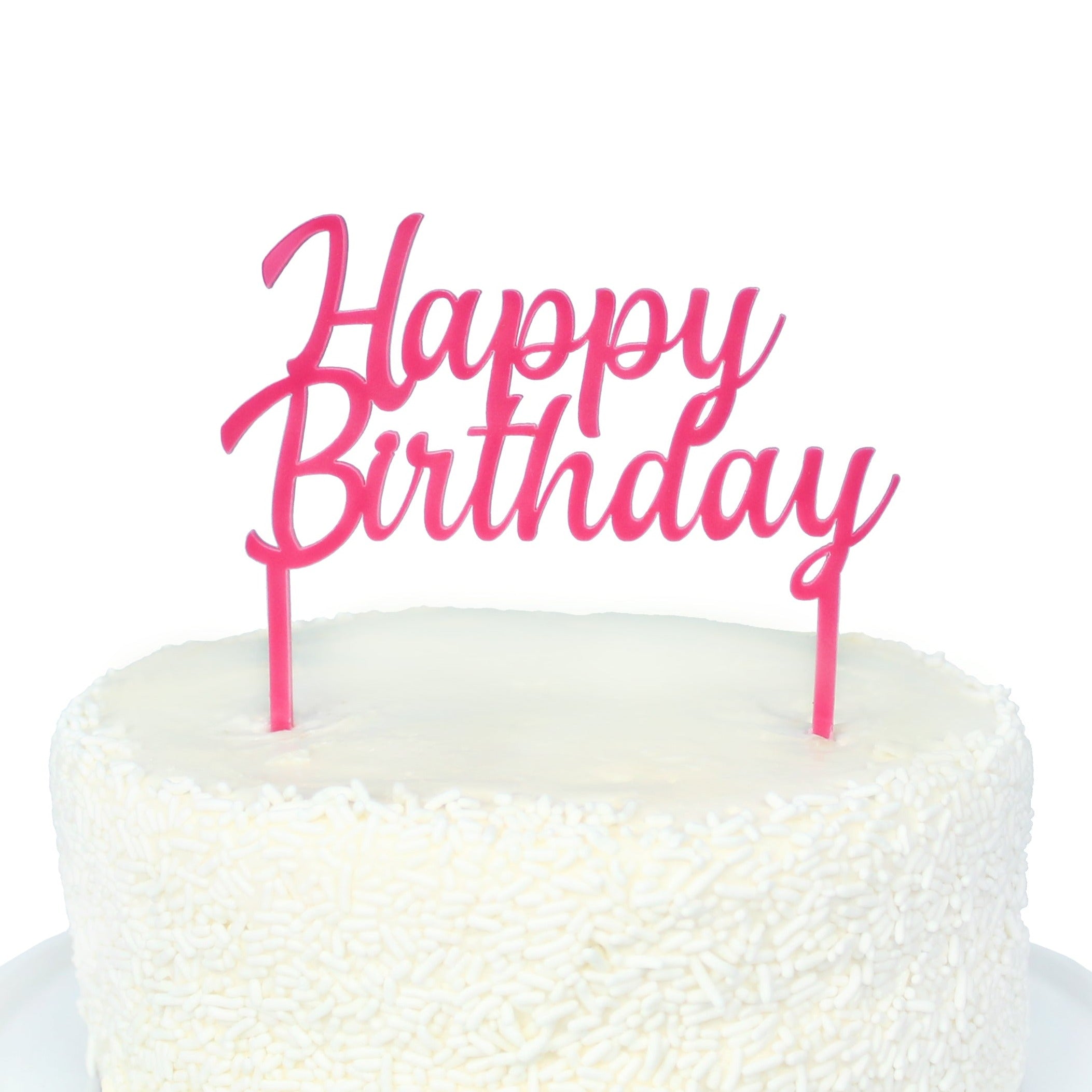 Happy Birthday Acrylic Topper In Pink