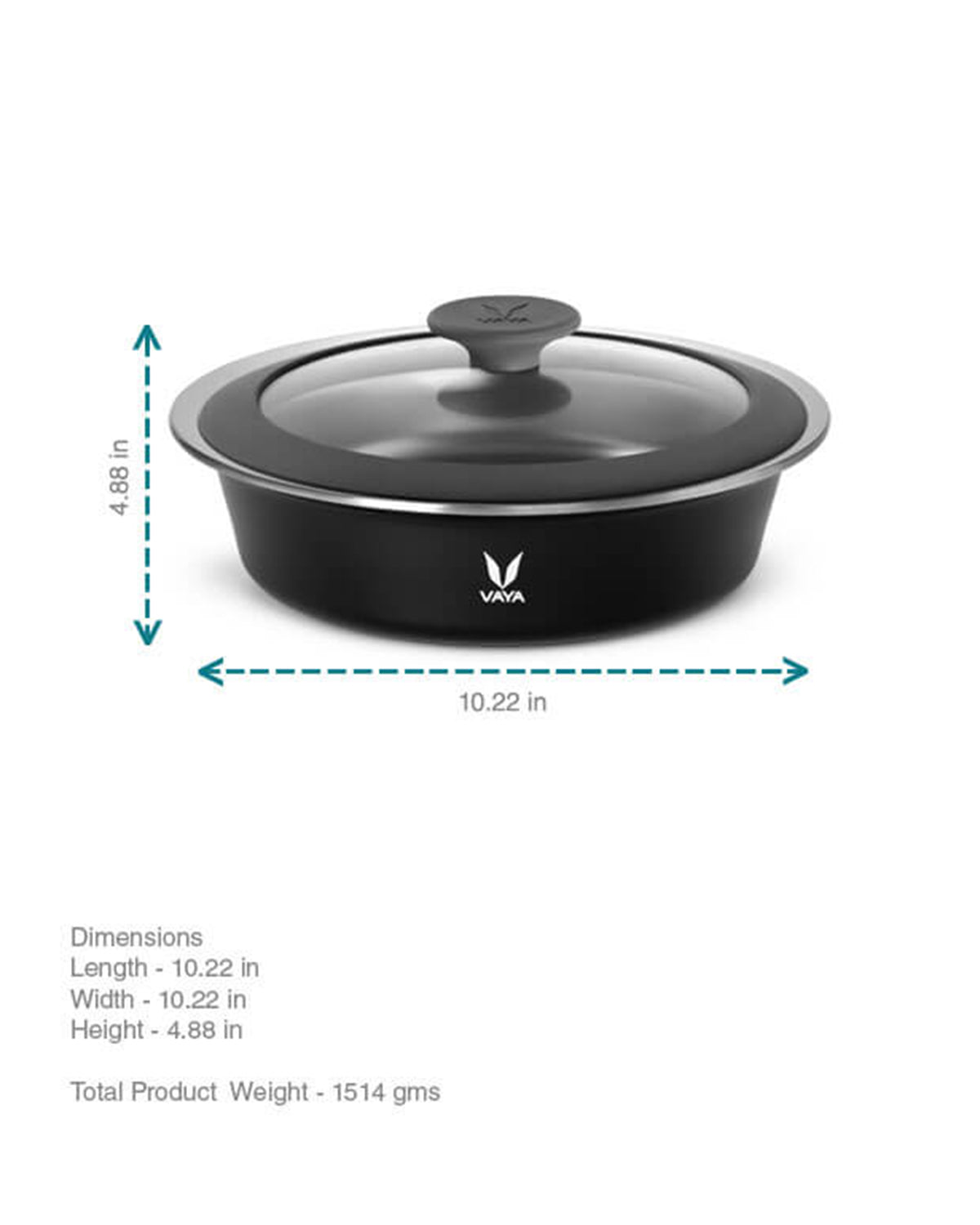 Vaya Hautecase - 37.2 Fl.oz - Sable Black - With Glass Lid