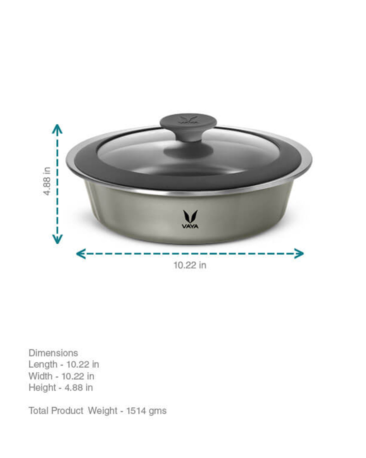 Vaya Hautecase - 37.2 Fl.oz - Cloud Grey - With Glass Lid