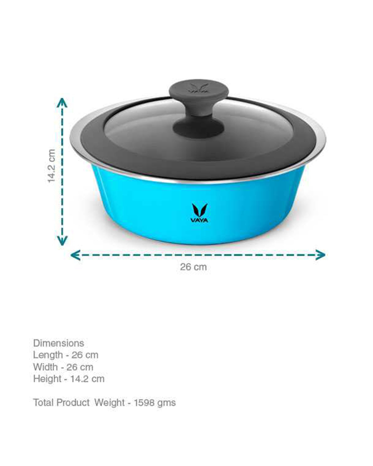 Vaya Hautecase - 50.7 Fl.oz - Azure Blue - With Glass Lid