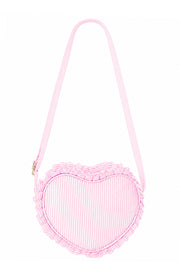 Heart Purse, Seersucker Pink