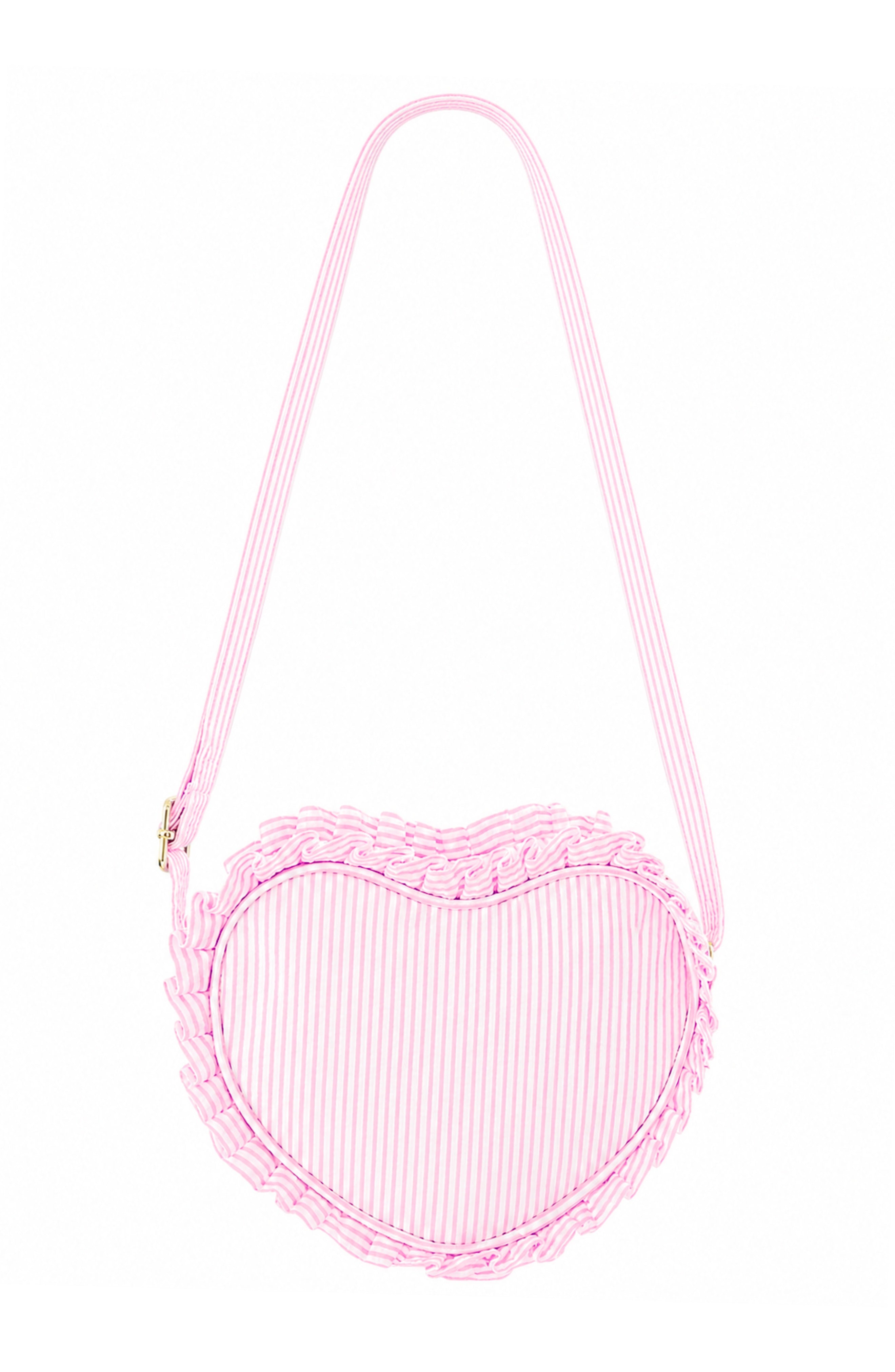 Heart Purse, Seersucker Pink