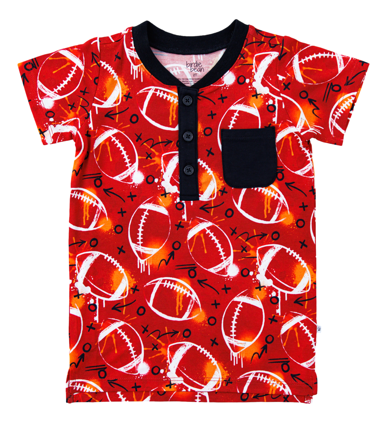 Graffiti Football Henley T-shirt : Red And Orange