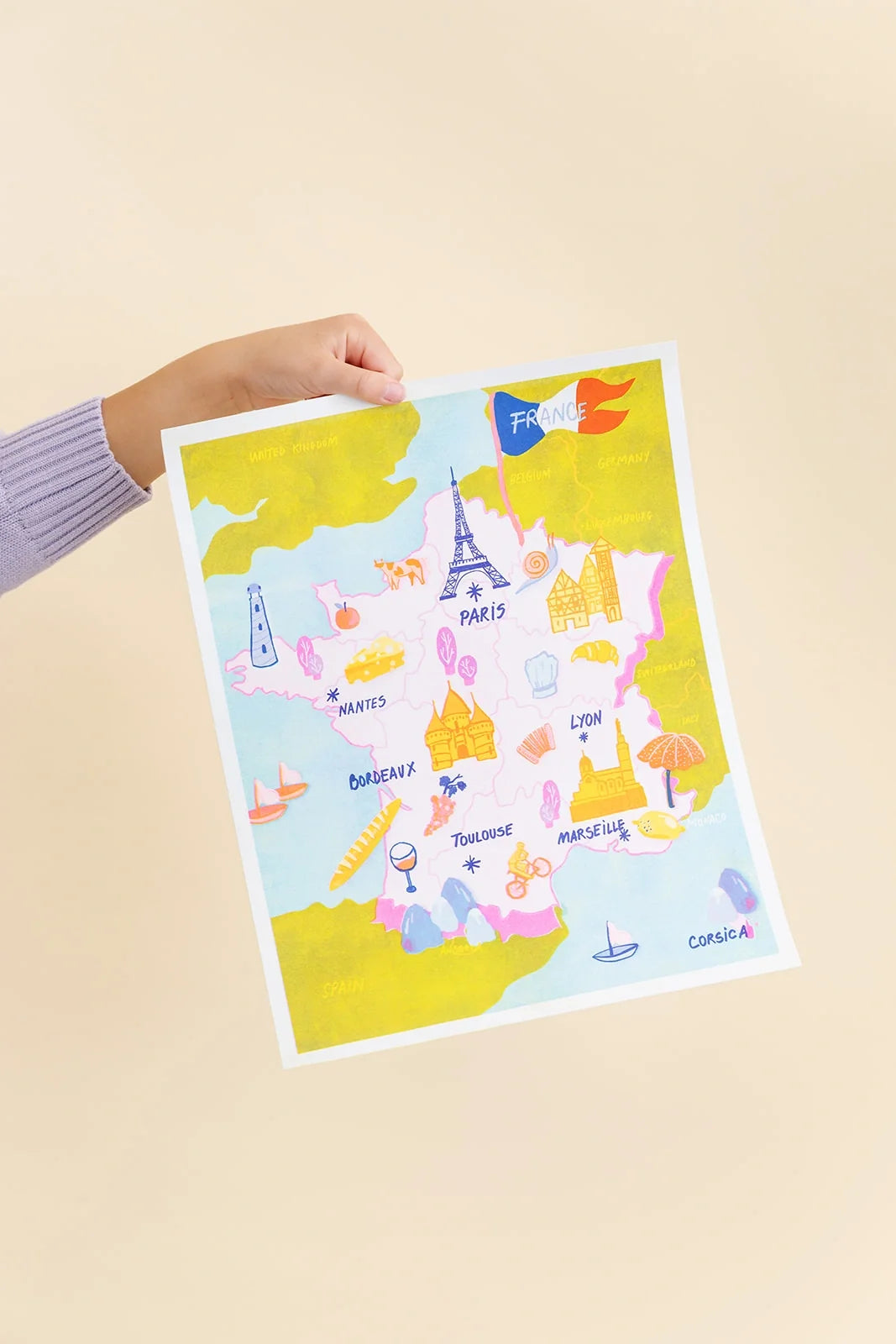 Map Of France Risograph Print