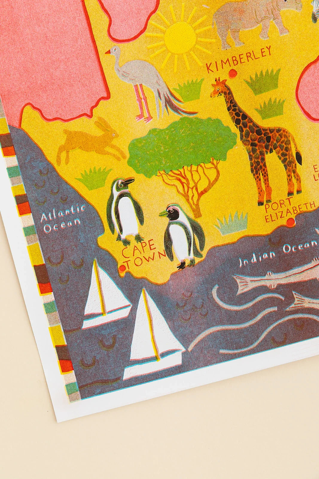 Map Of South Africa Risograph Print
