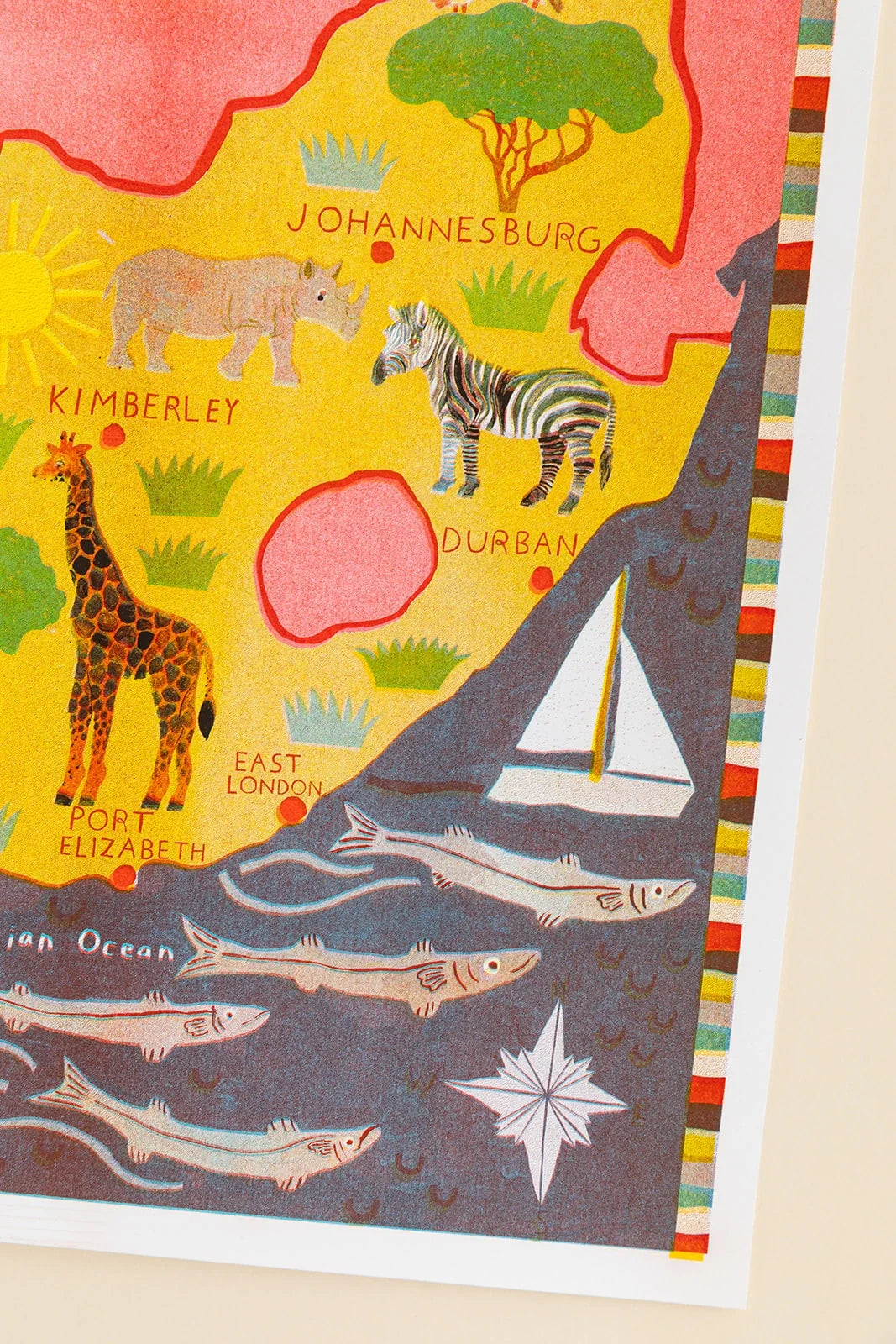Map Of South Africa Risograph Print