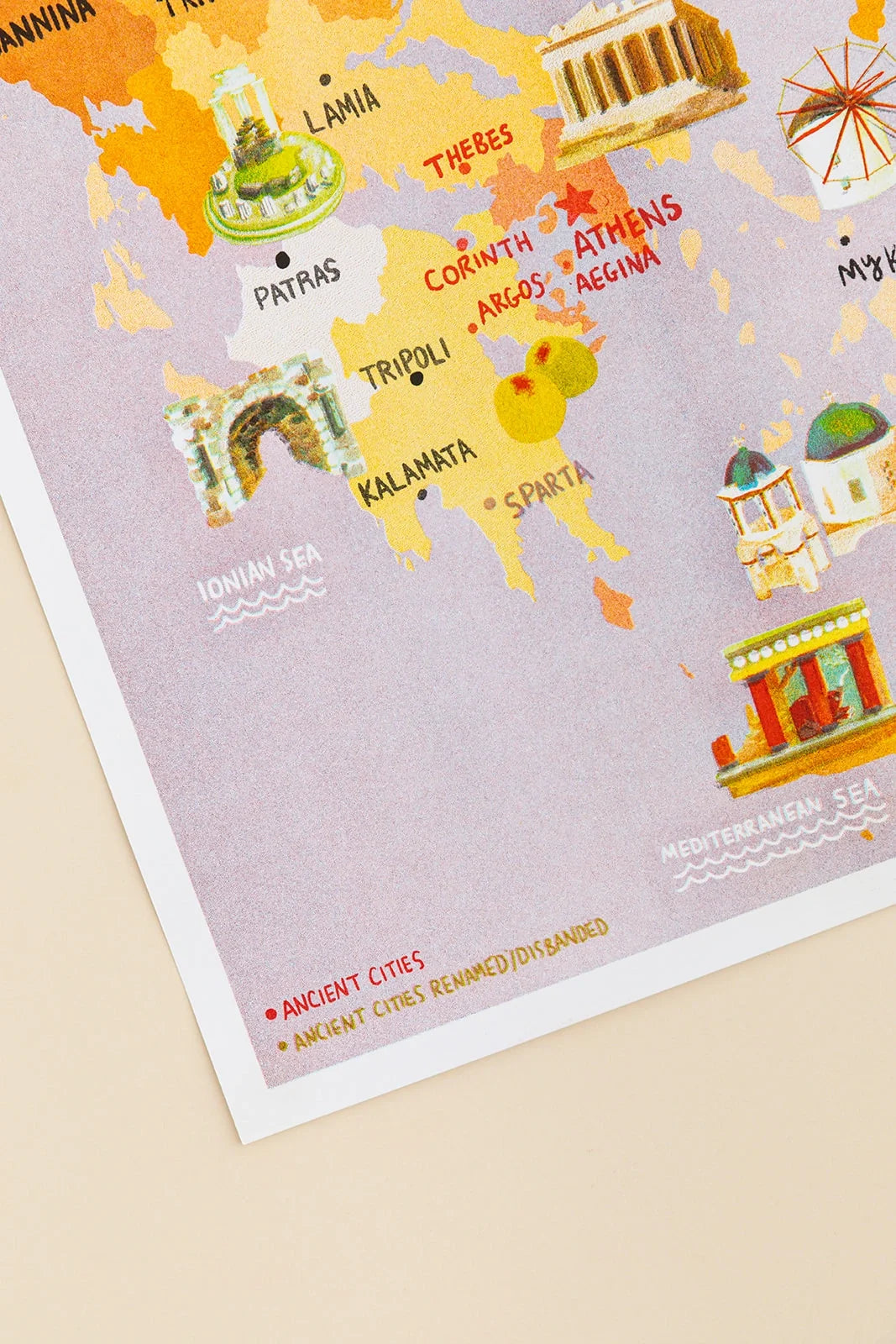 Map Of Greece Risograph Print