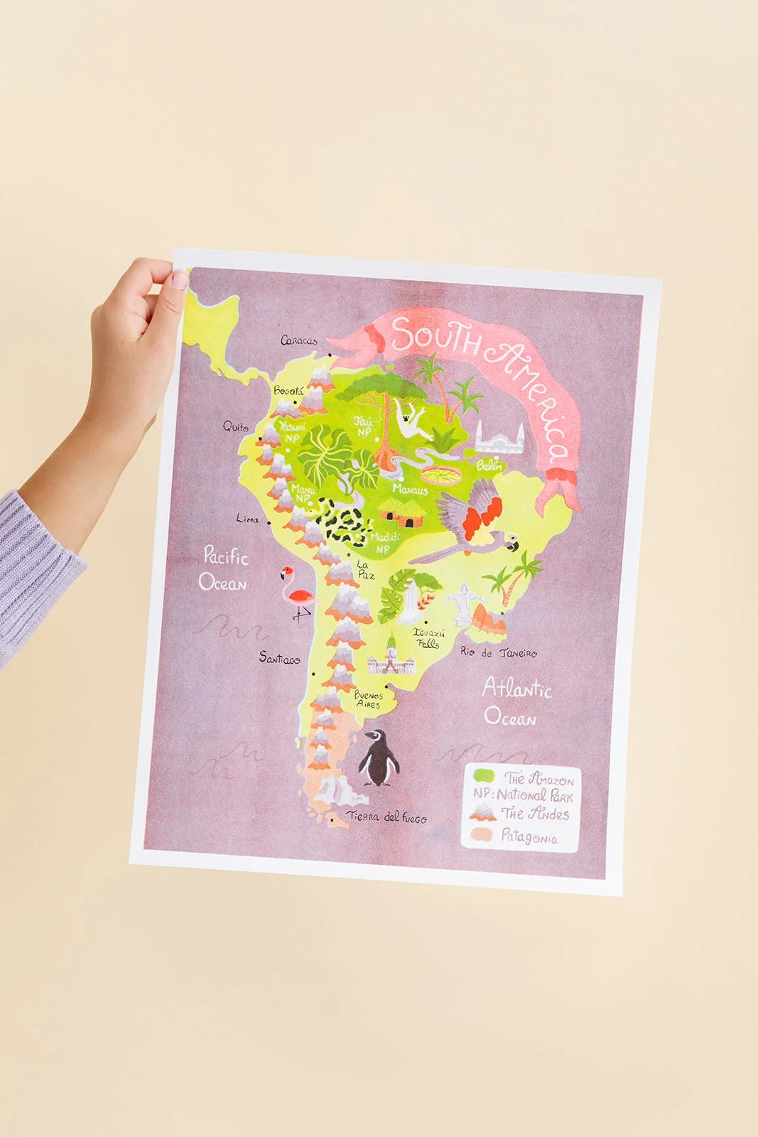 Map Of South America Risograph Print
