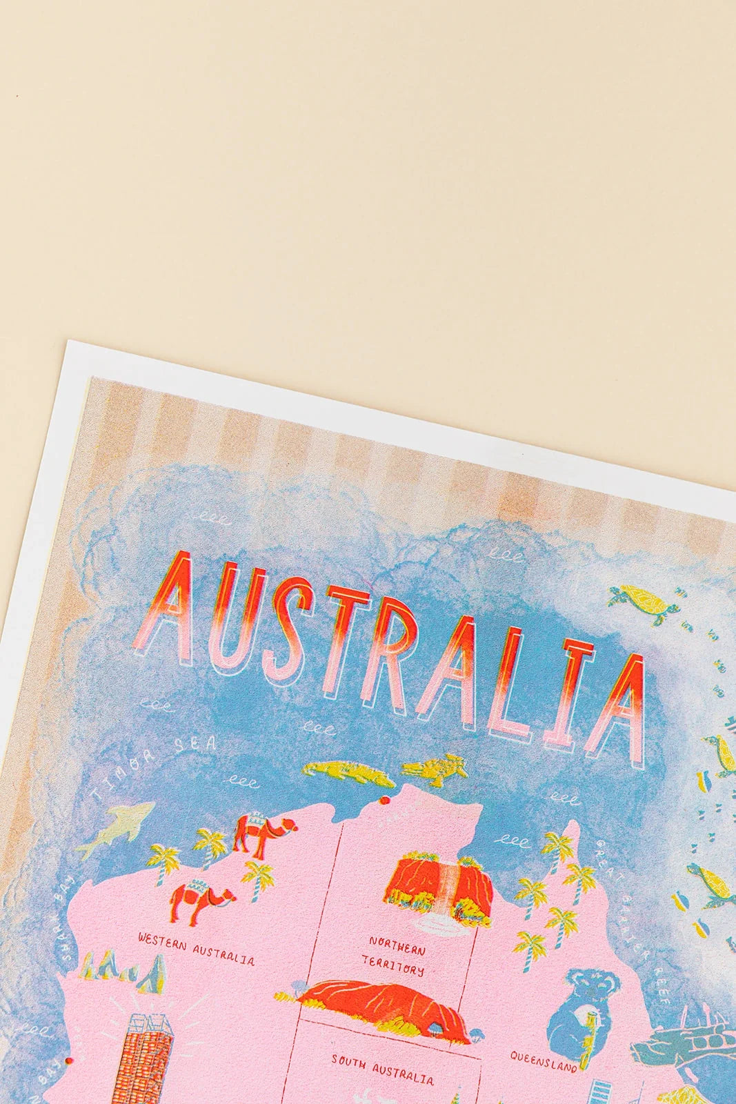 Map Of Australia Risograph Print