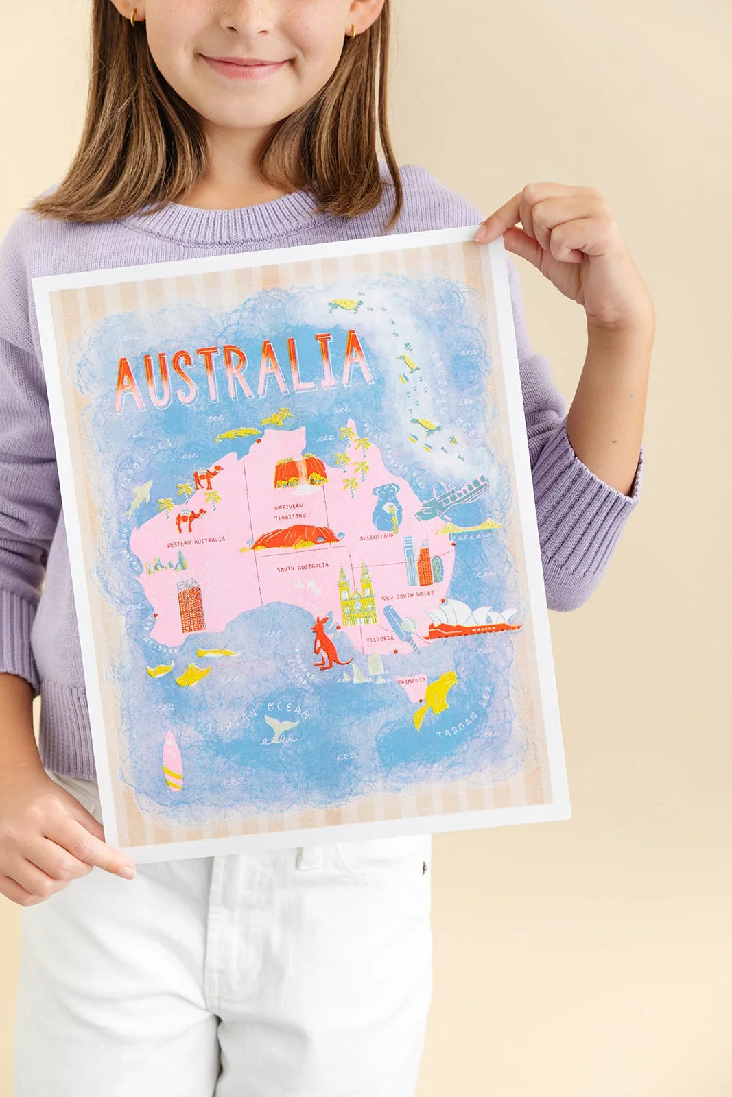 Map Of Australia Risograph Print