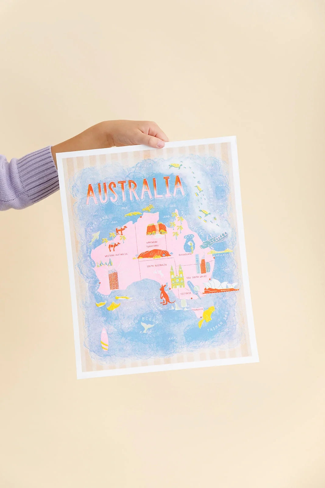 Map Of Australia Risograph Print