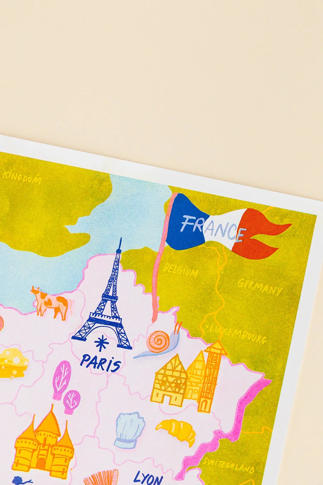 Map Of France Risograph Print