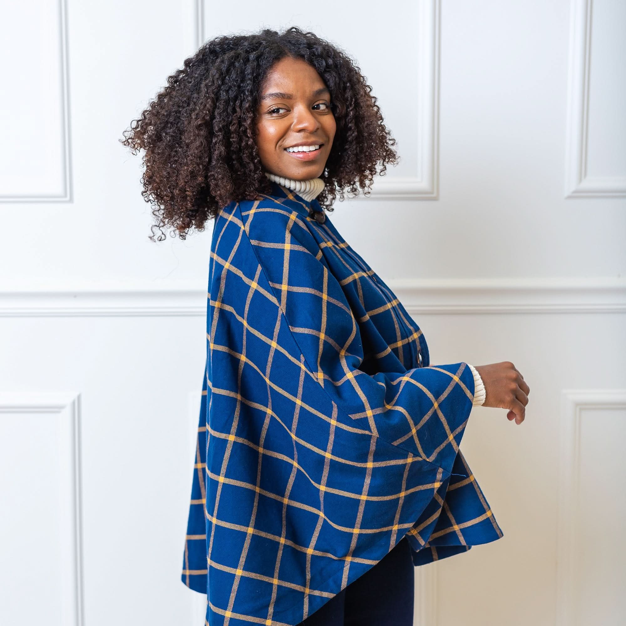 Woven Cape With Button Front