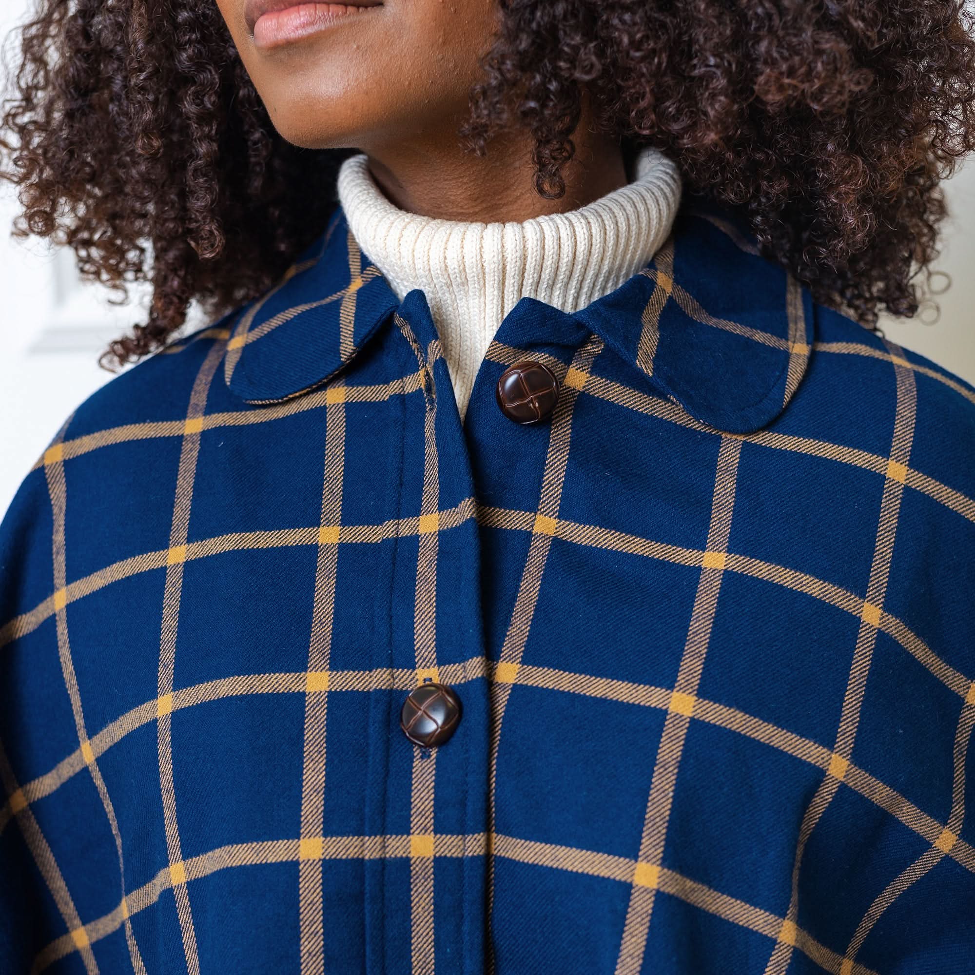 Woven Cape With Button Front