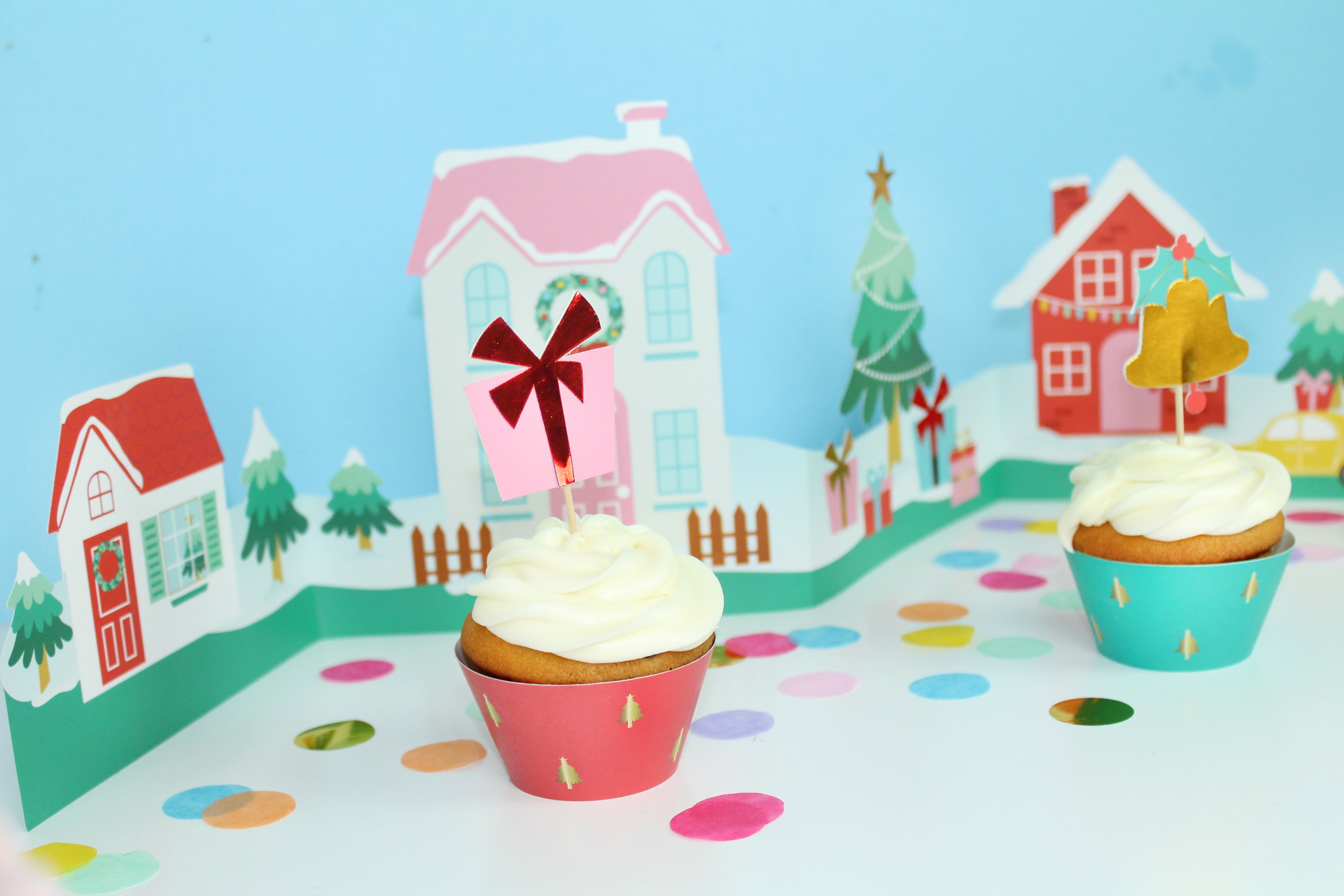 Holly Jolly Christmas - Cupcake Toppers & Wrappers , 12 Ct