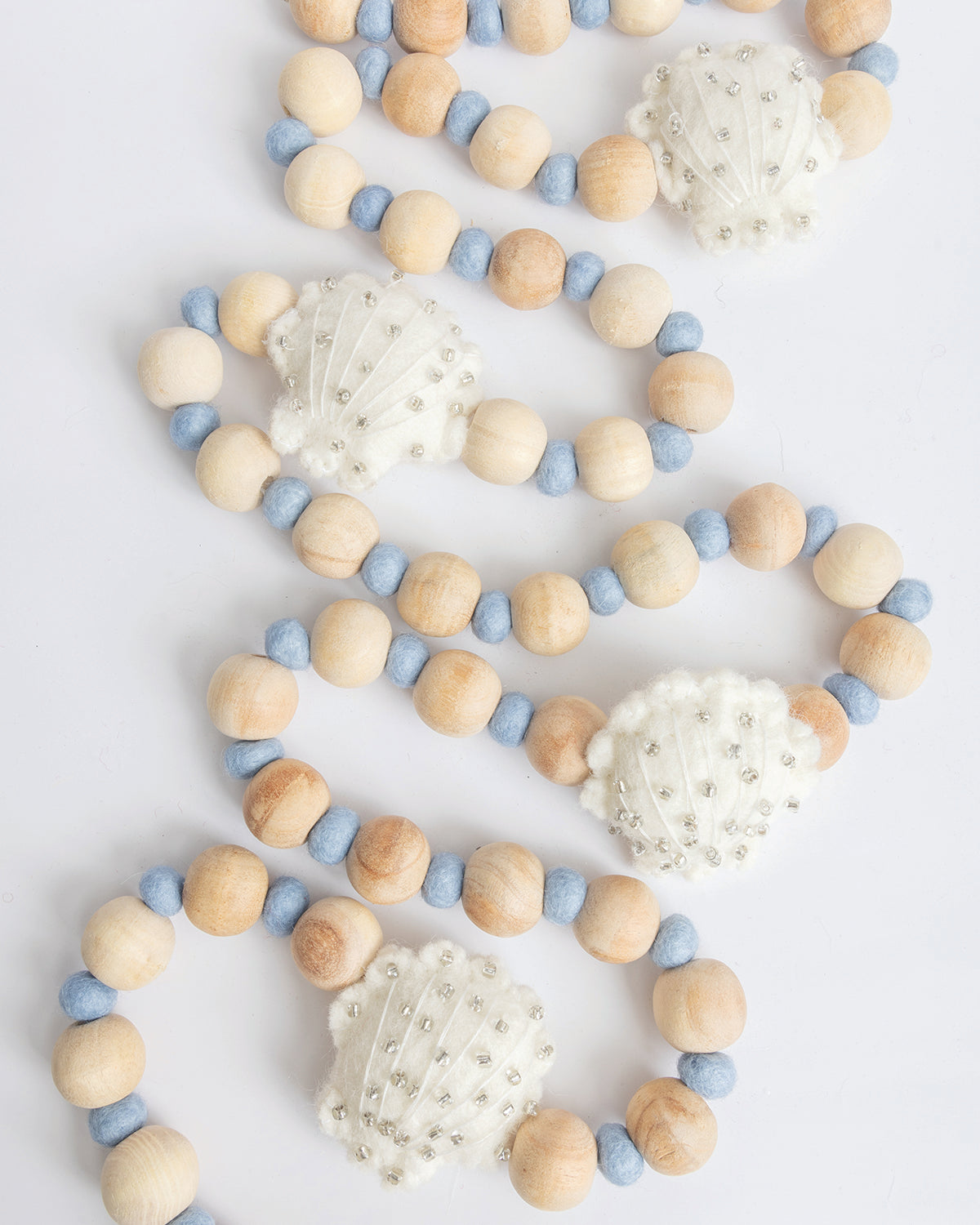 Coastal Seashell Wood And Felt Garland