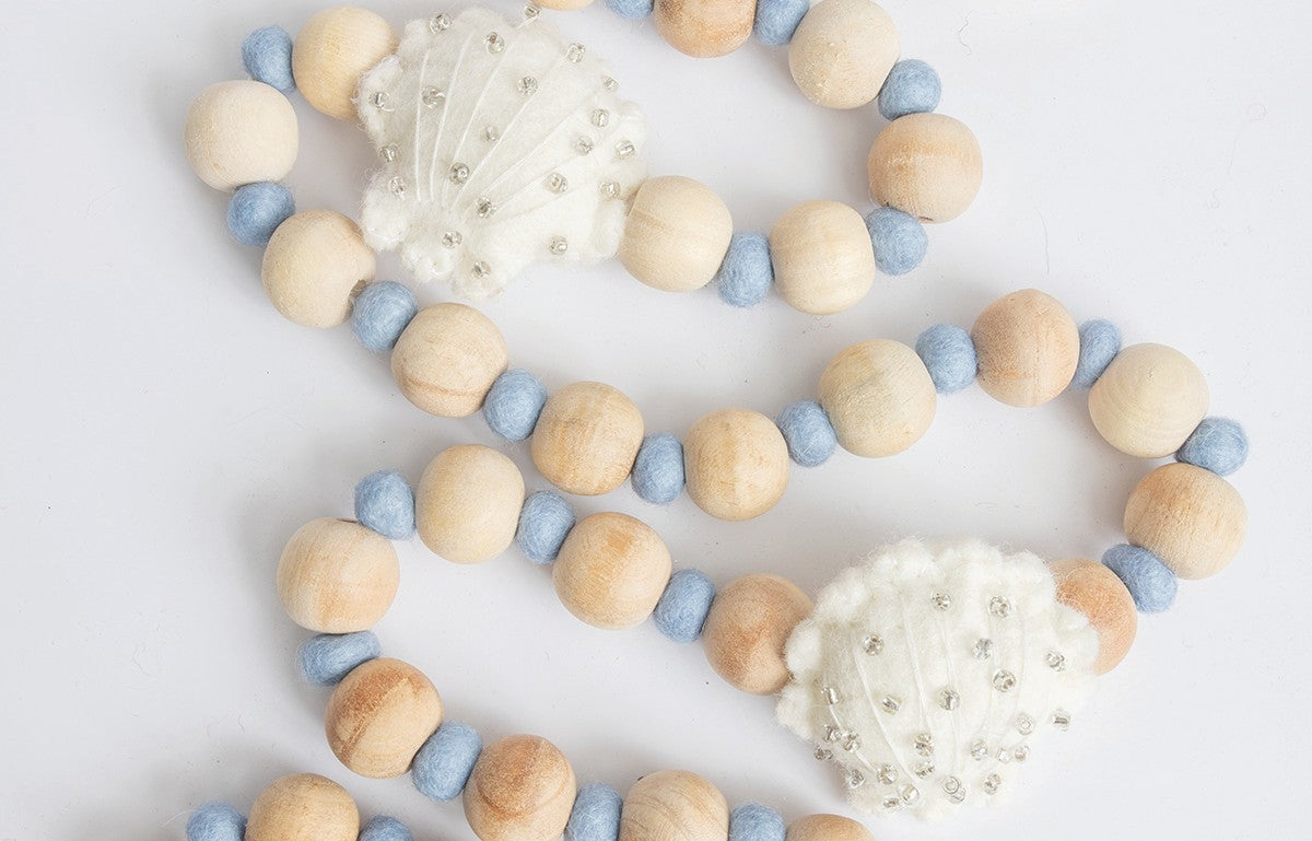 Coastal Seashell Wood And Felt Garland