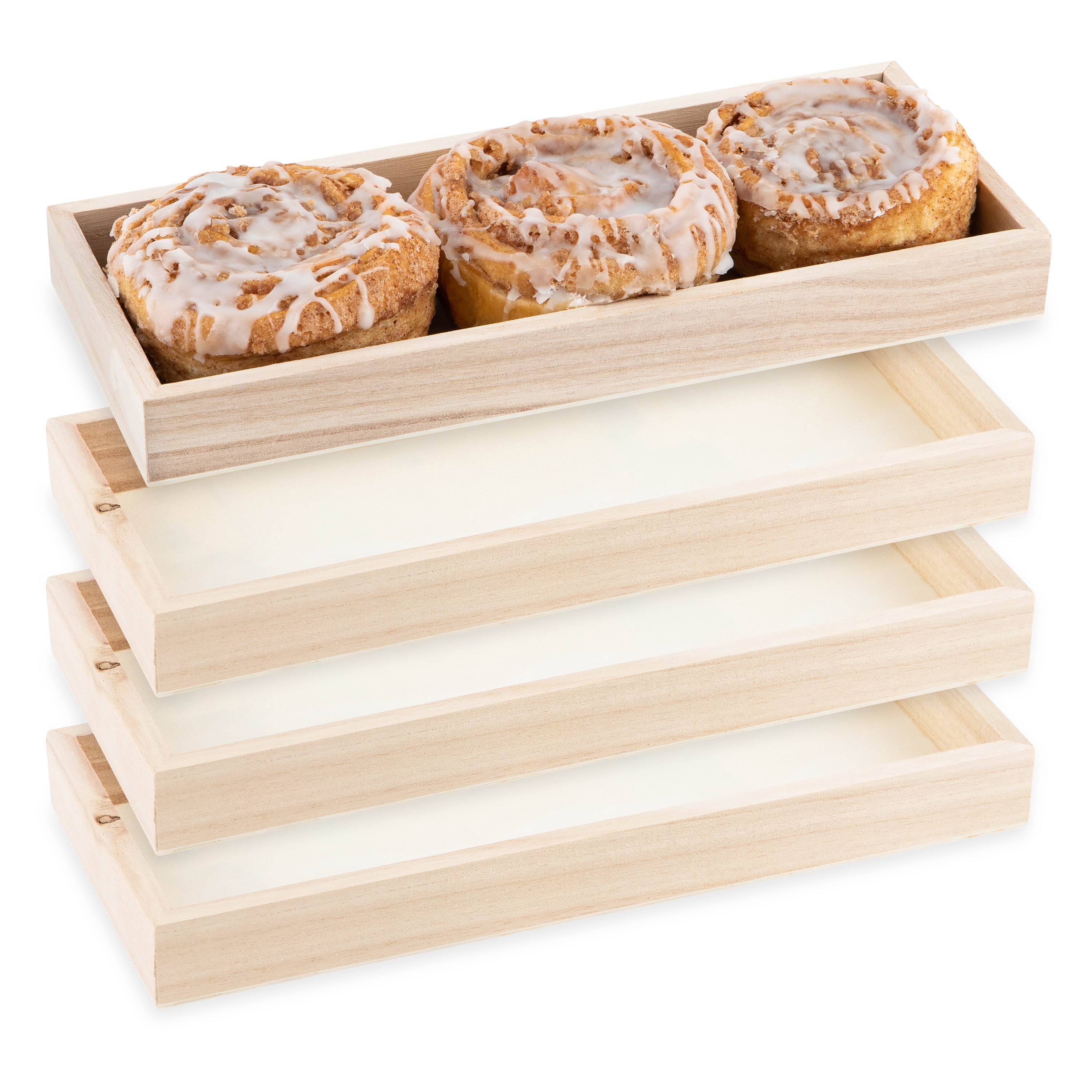 Bamboo Kitchen Serving Tray 10x4x1 Inches Eco Friendly Wooden Serving Trays For Meat, Vegetables, Cheese And Charcuterie Board 8 Pack