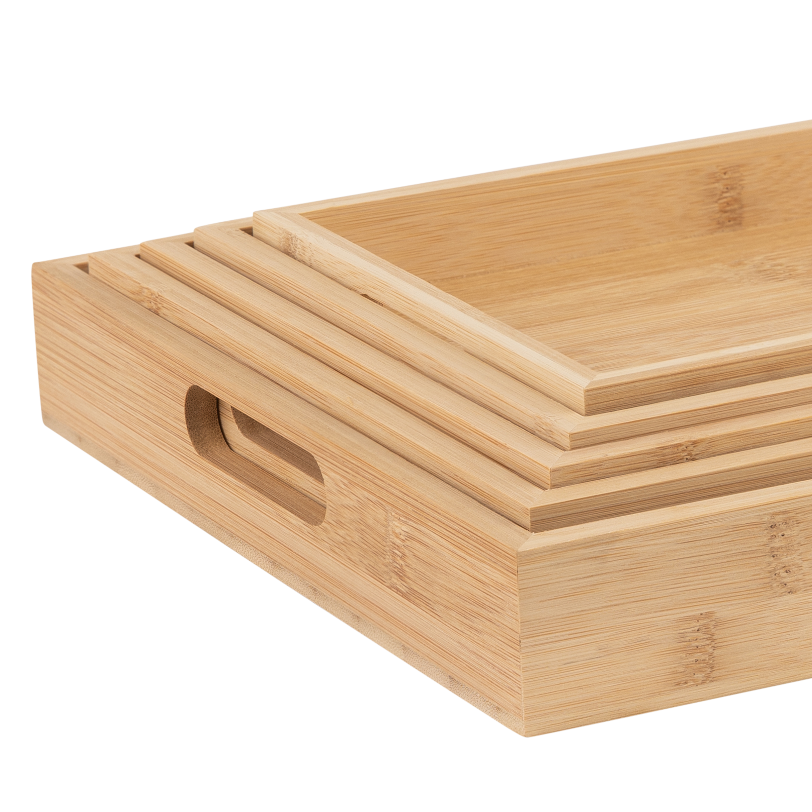 Bamboo Kitchen Serving Tray  Eco Friendly Wooden Serving Trays For Meat, Vegetables, Cheese And Charcuterie Board  5 Pack