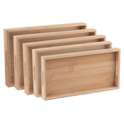 Bamboo Kitchen Serving Tray  Eco Friendly Wooden Serving Trays For Meat, Vegetables, Cheese And Charcuterie Board  5 Pack