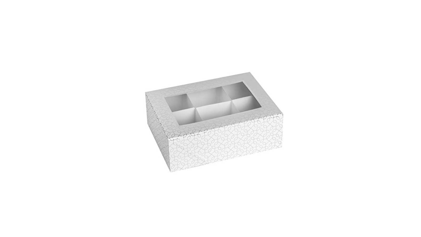 Window Box With Six Sections 7"x5"x2.5" Silver And White 12 Pack