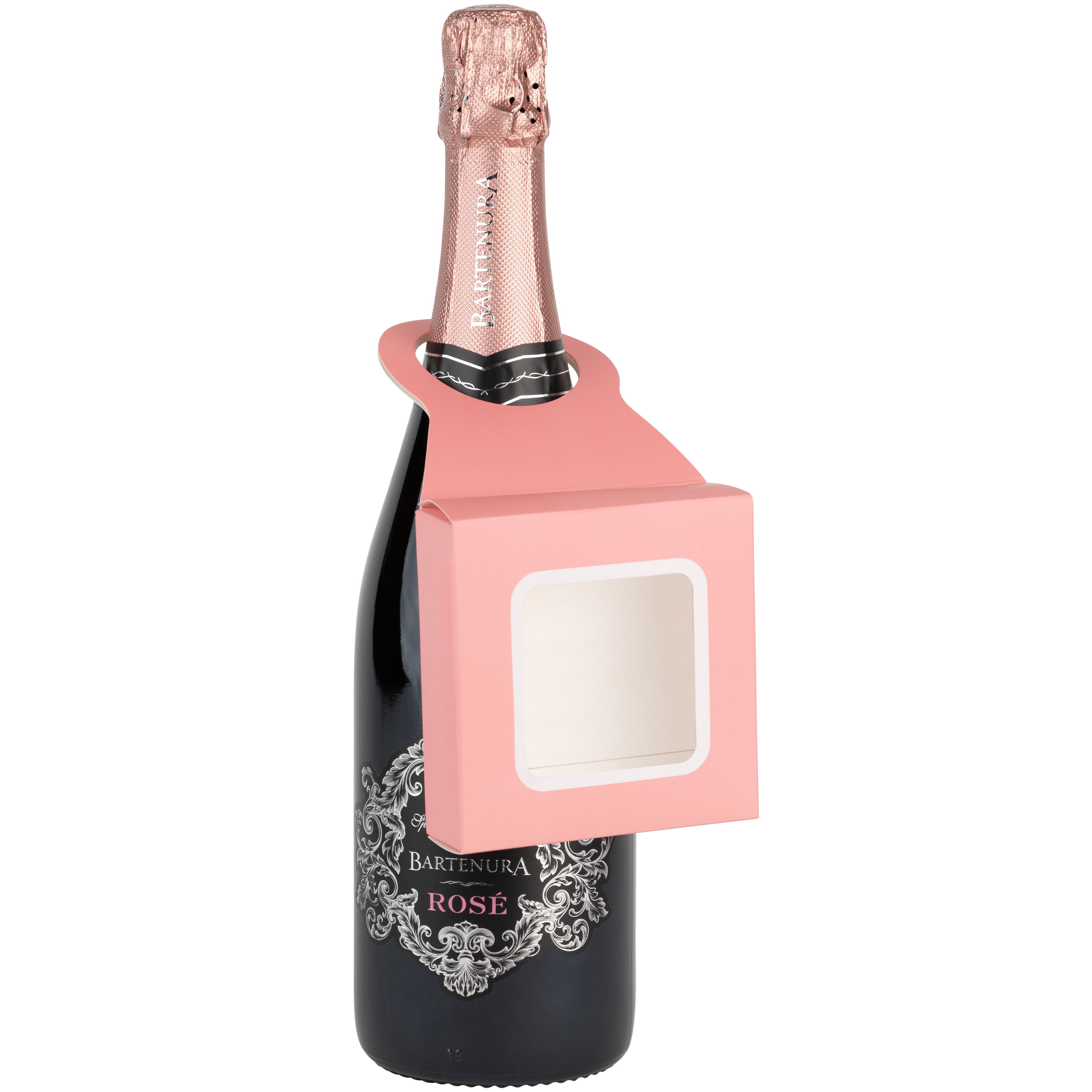 Pink Wine Bottle Gift Box Hanger With Window 24 Pack 3.65" X 1.125" X 3.75"