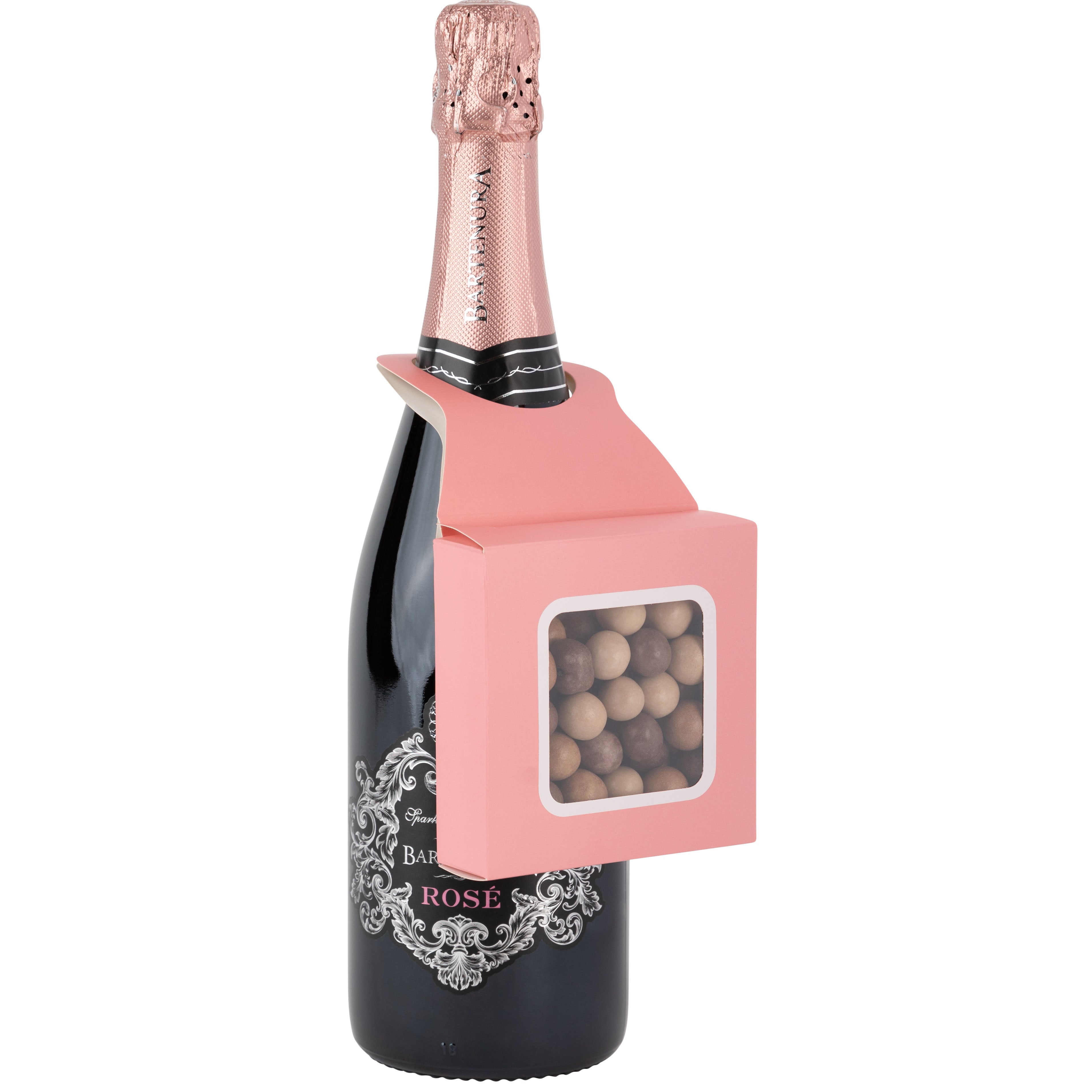 Pink Wine Bottle Gift Box Hanger With Window 24 Pack 3.65" X 1.125" X 3.75"