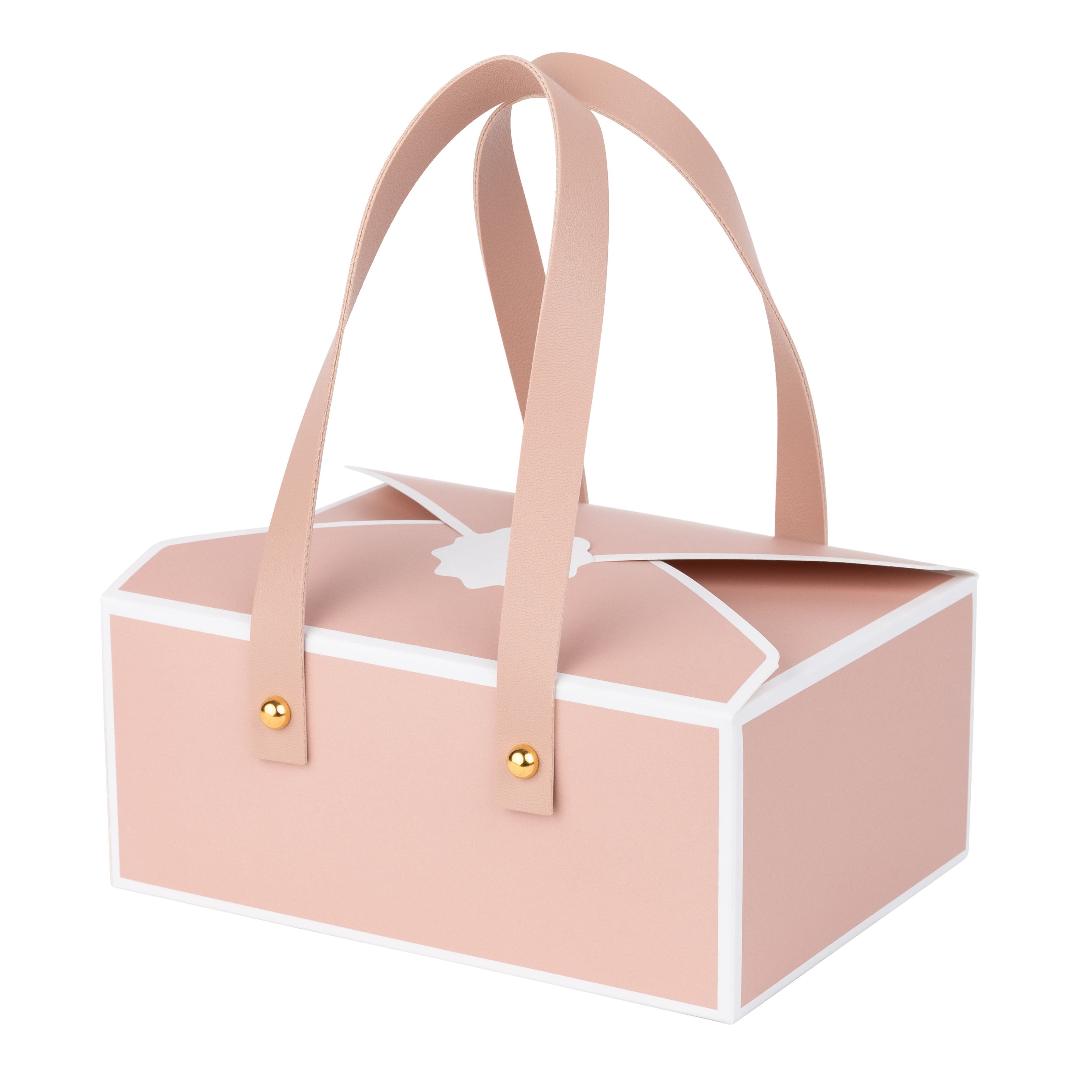 Pink Cookie Boxes 8 Pack Of Bakery Boxes Gift Boxes With Leather Handles 5x7x3 Inch