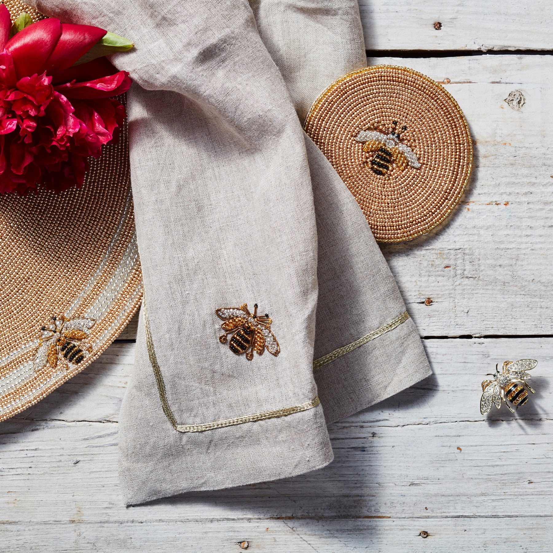 Stripey Bee Hand Beaded Placemat