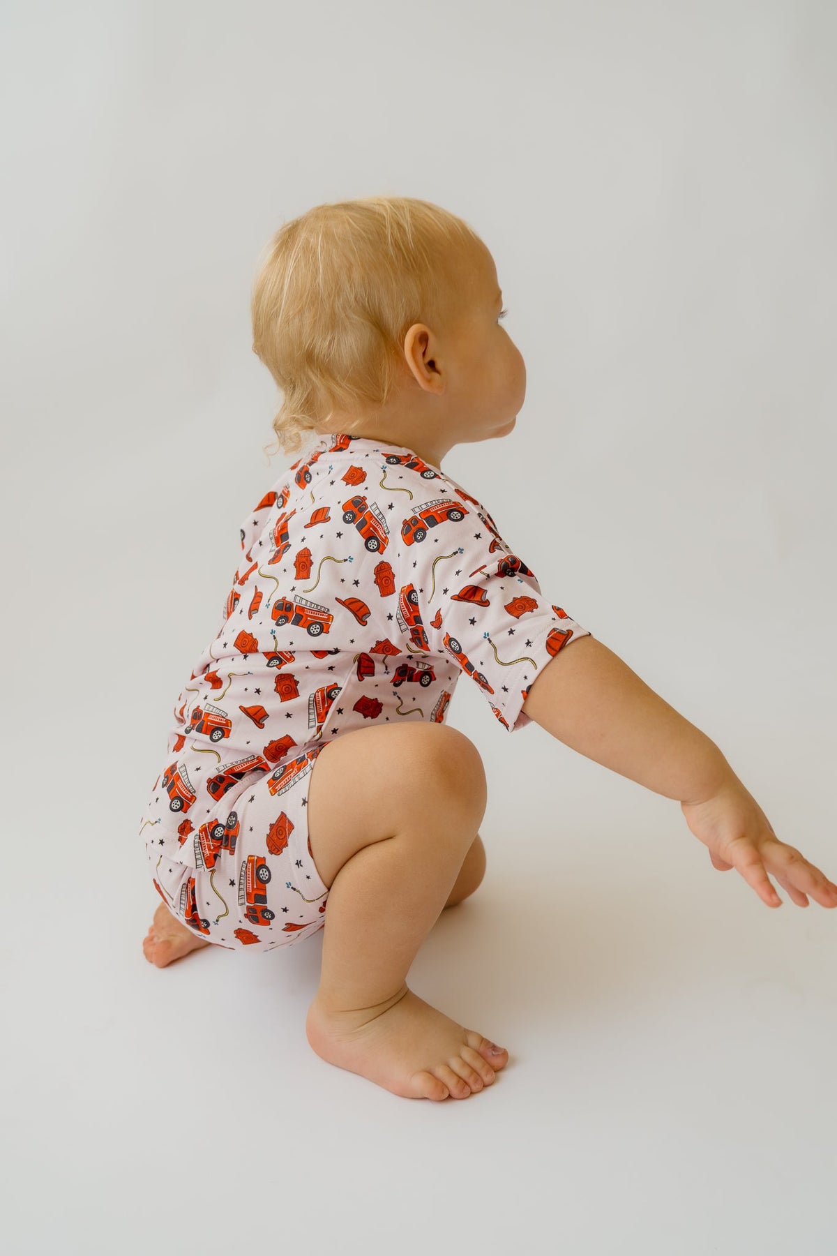 Pink Fire Truck Girl's Casual Day Set