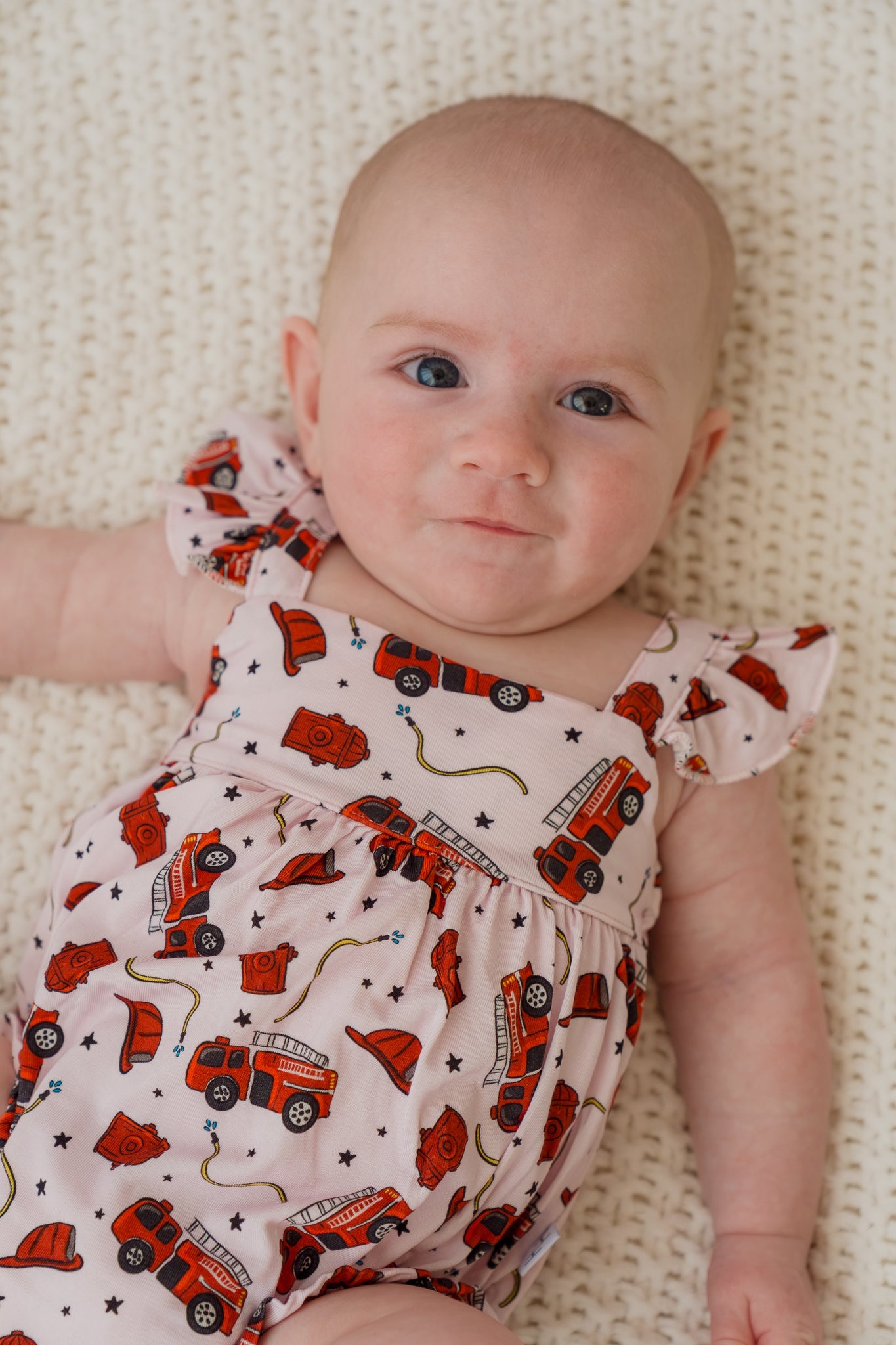 Pink Fire Truck Bubble Romper