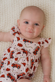 Pink Fire Truck Bubble Romper