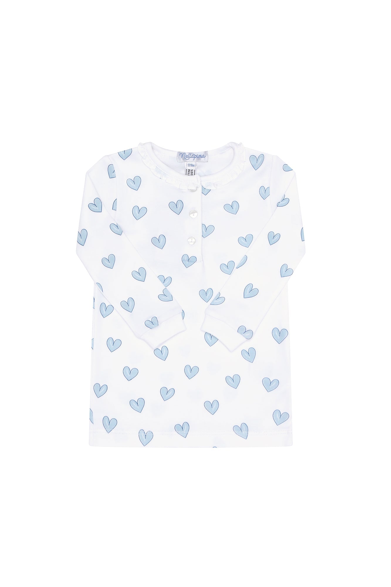 Blue Heart Print Girl's Pajama