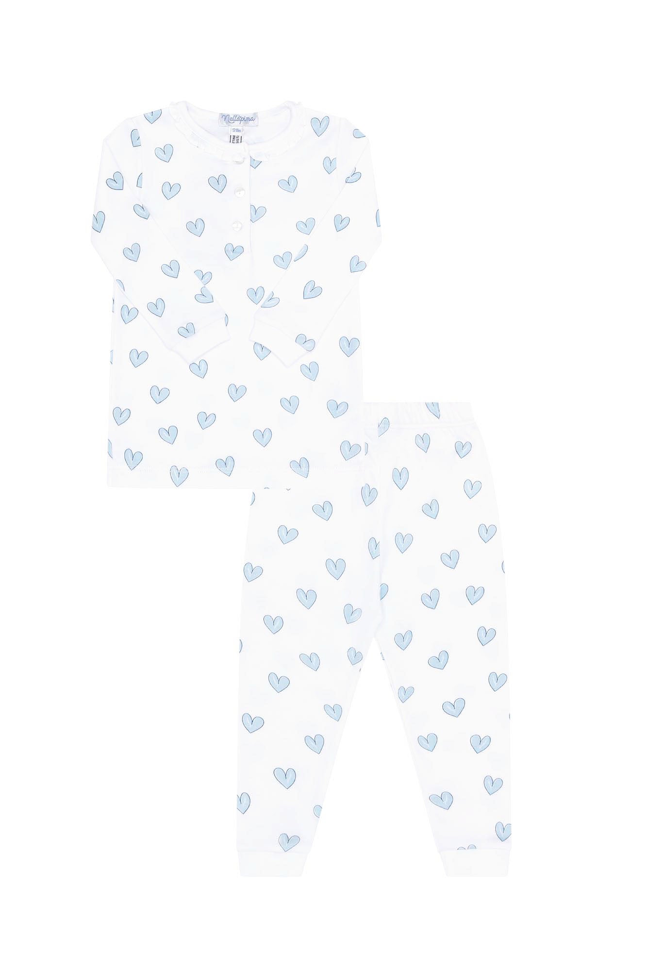 Blue Heart Print Girl's Pajama