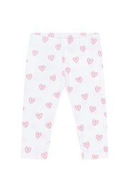 Pink Heart Print Pima Leggings