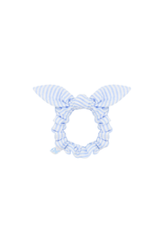 Seersucker Bow Scrunchie In Blue/white
