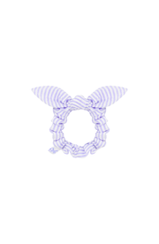 Seersucker Bow Scrunchie In Lavender/white