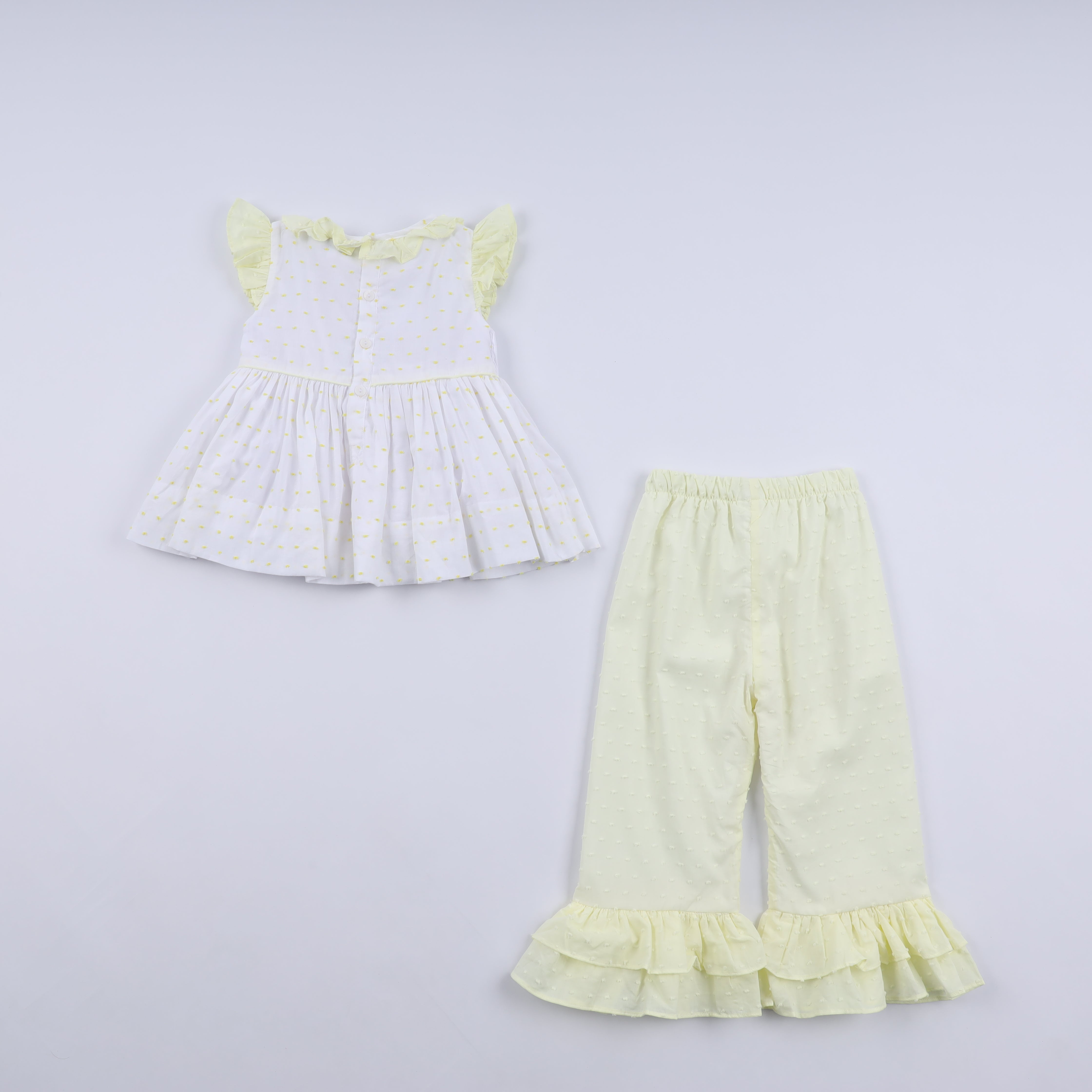 Mustard Character Hand Smocked Ruffle Pants Set