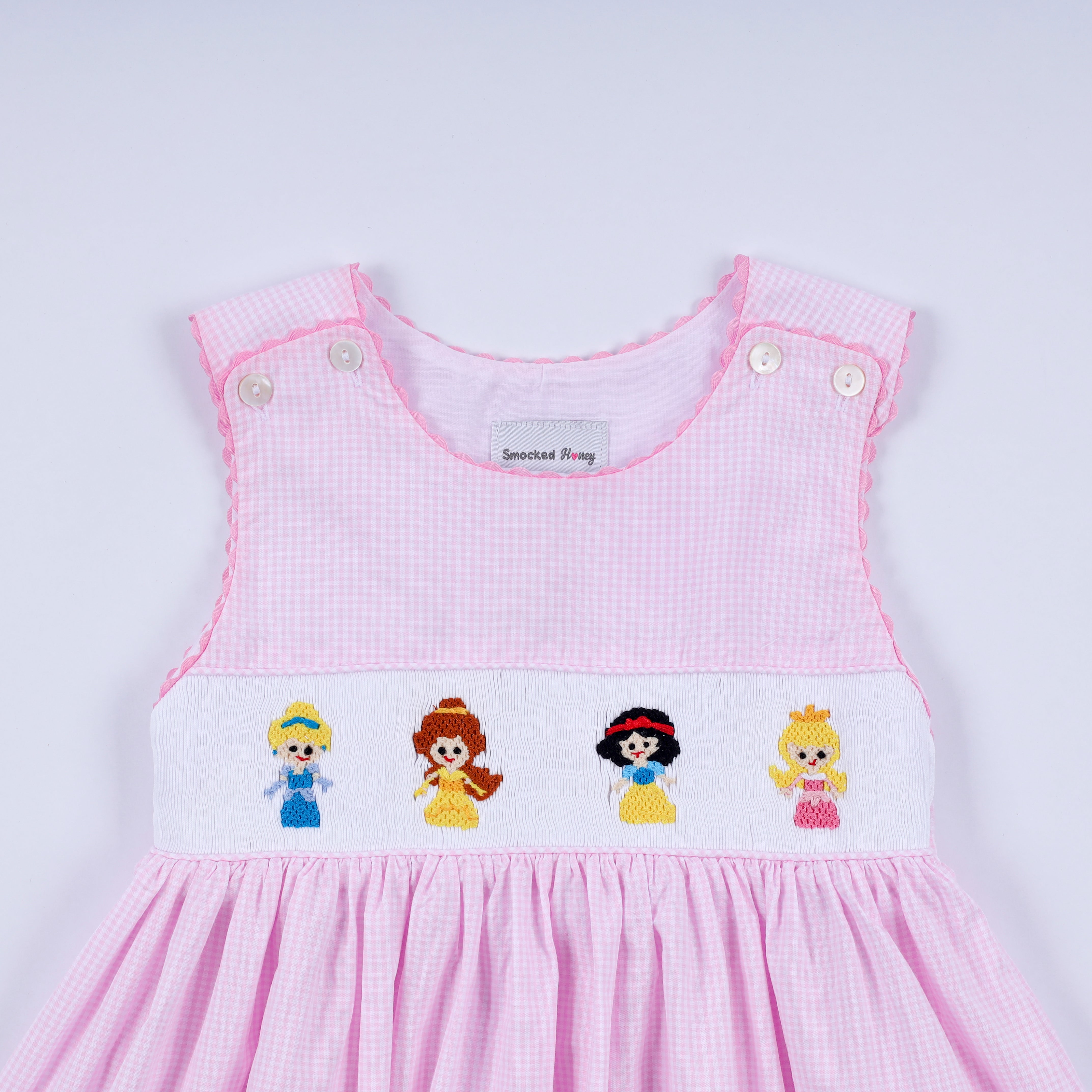 Pink Princess Hand Smocked Plaid Dress