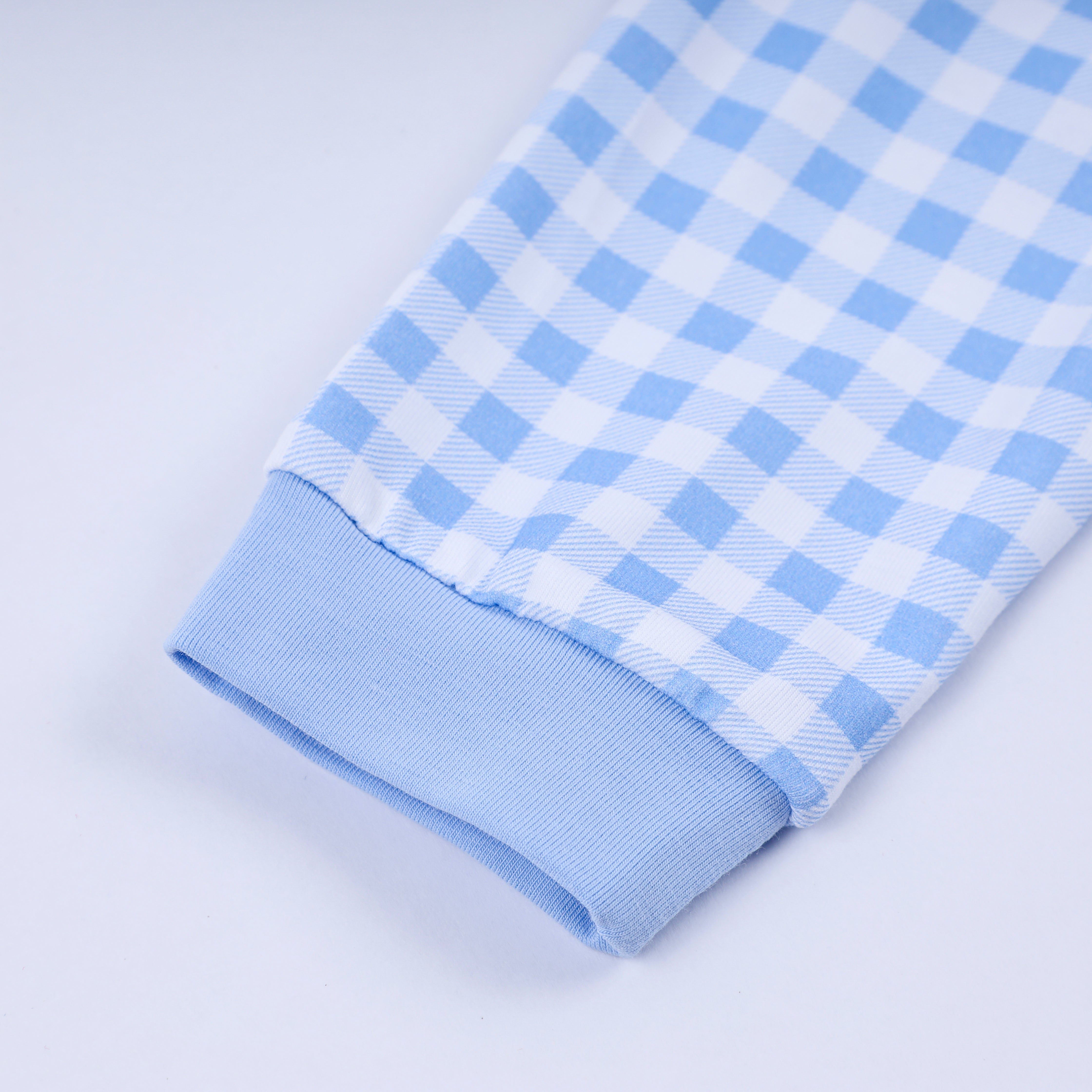 Blue Gingerbread Hand Smocked Gingham Romper