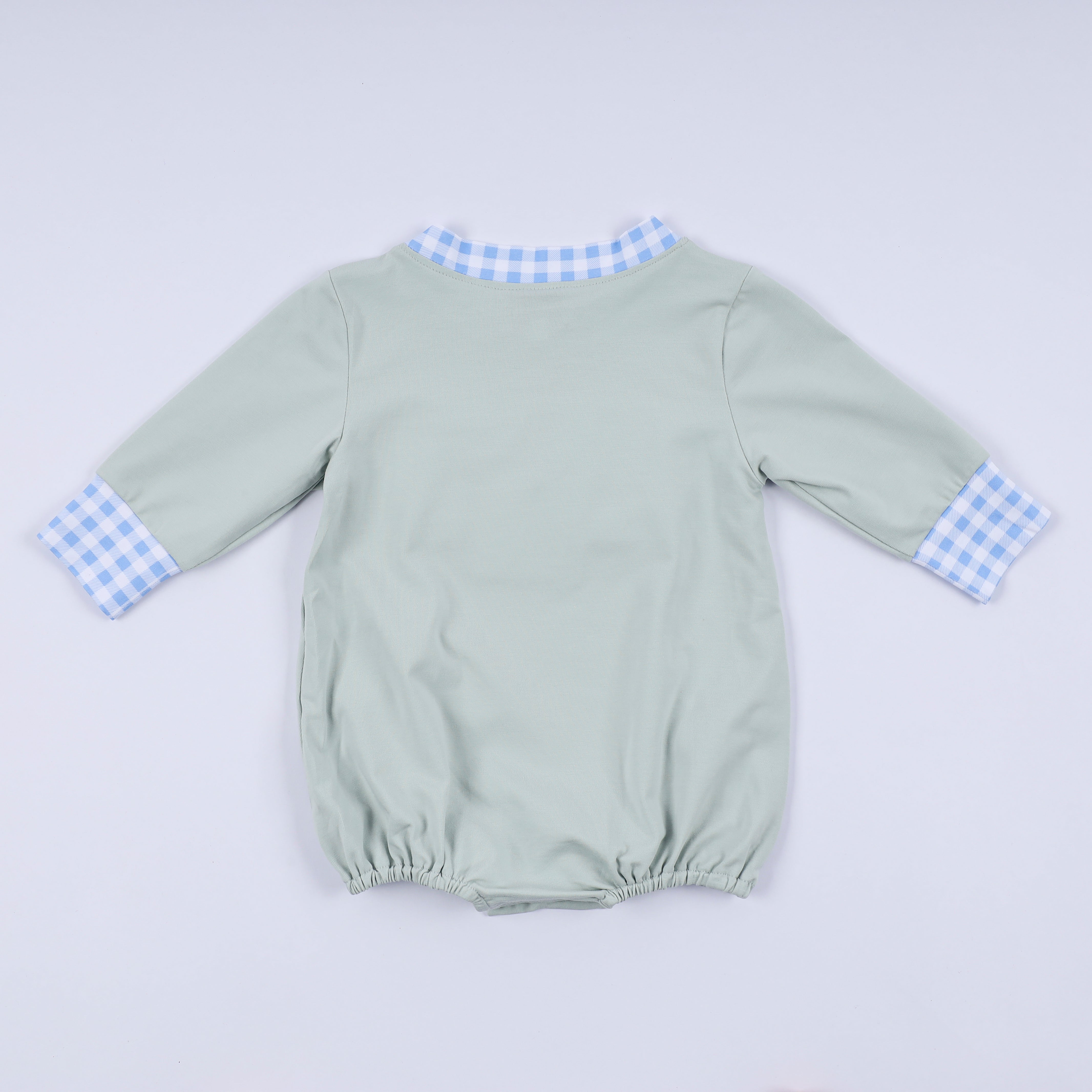 Sage Cow Hand Smocked Bubble