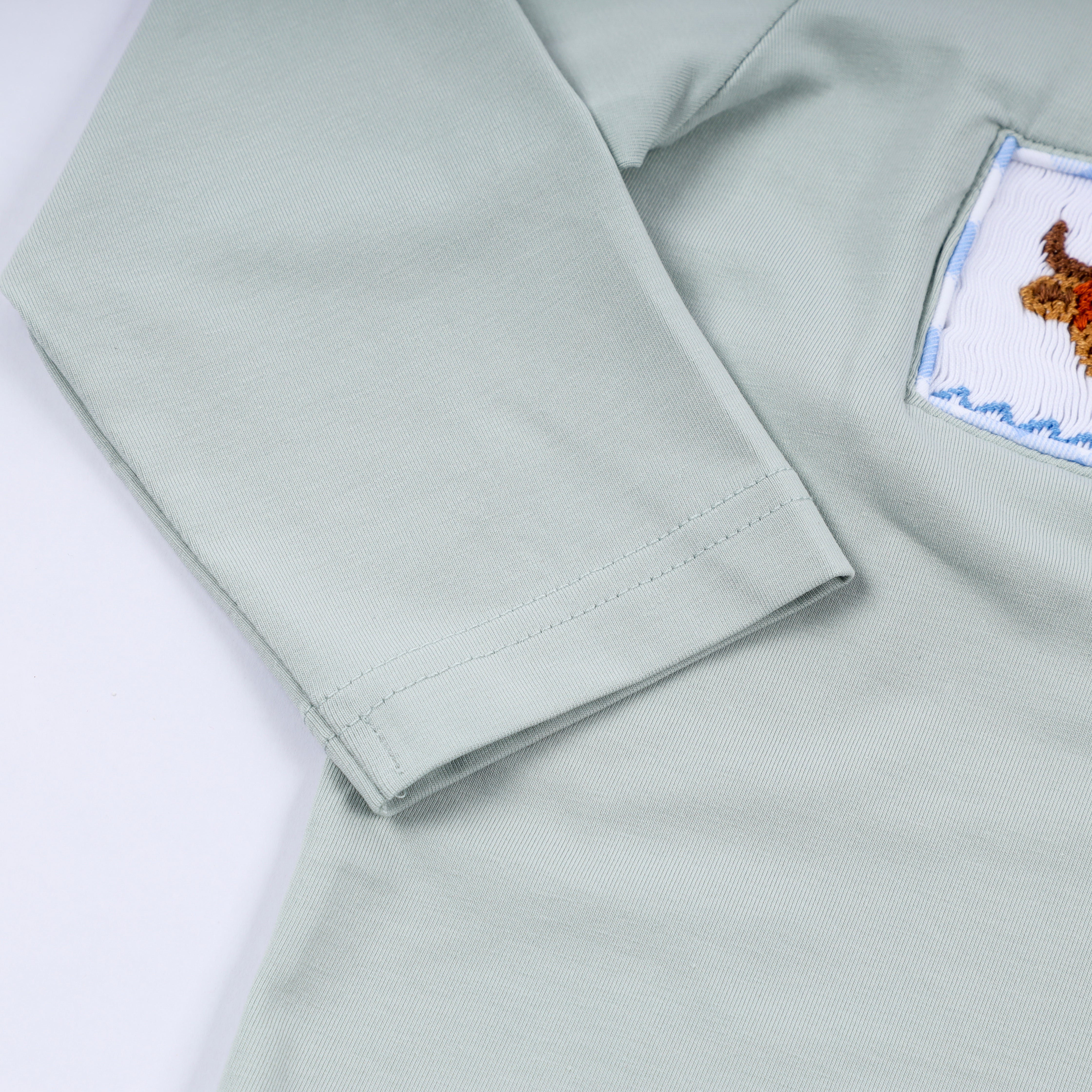 Sage Cow Hand Smocked Gingham Pants Set