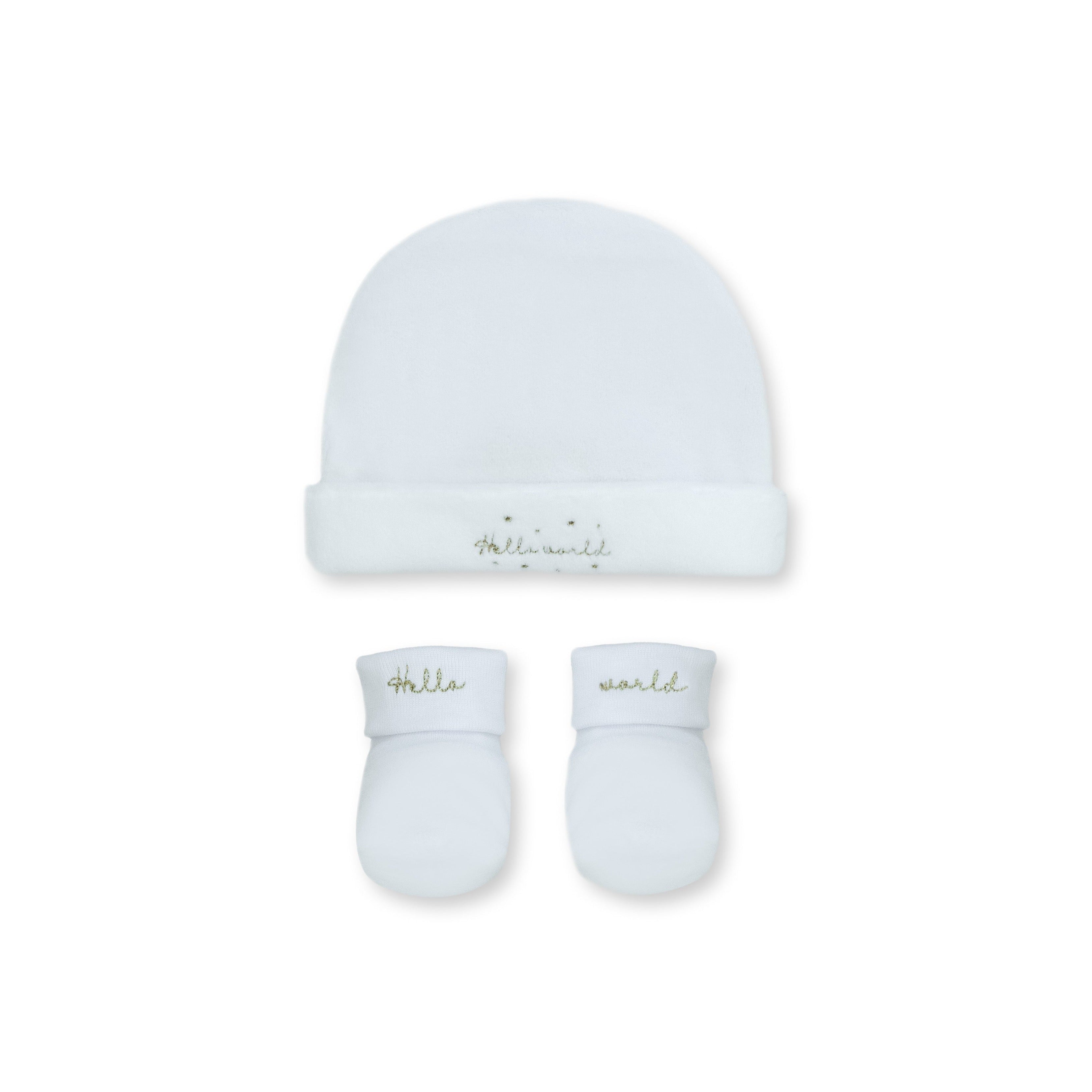 Hello World Pima Cotton Set X2, White